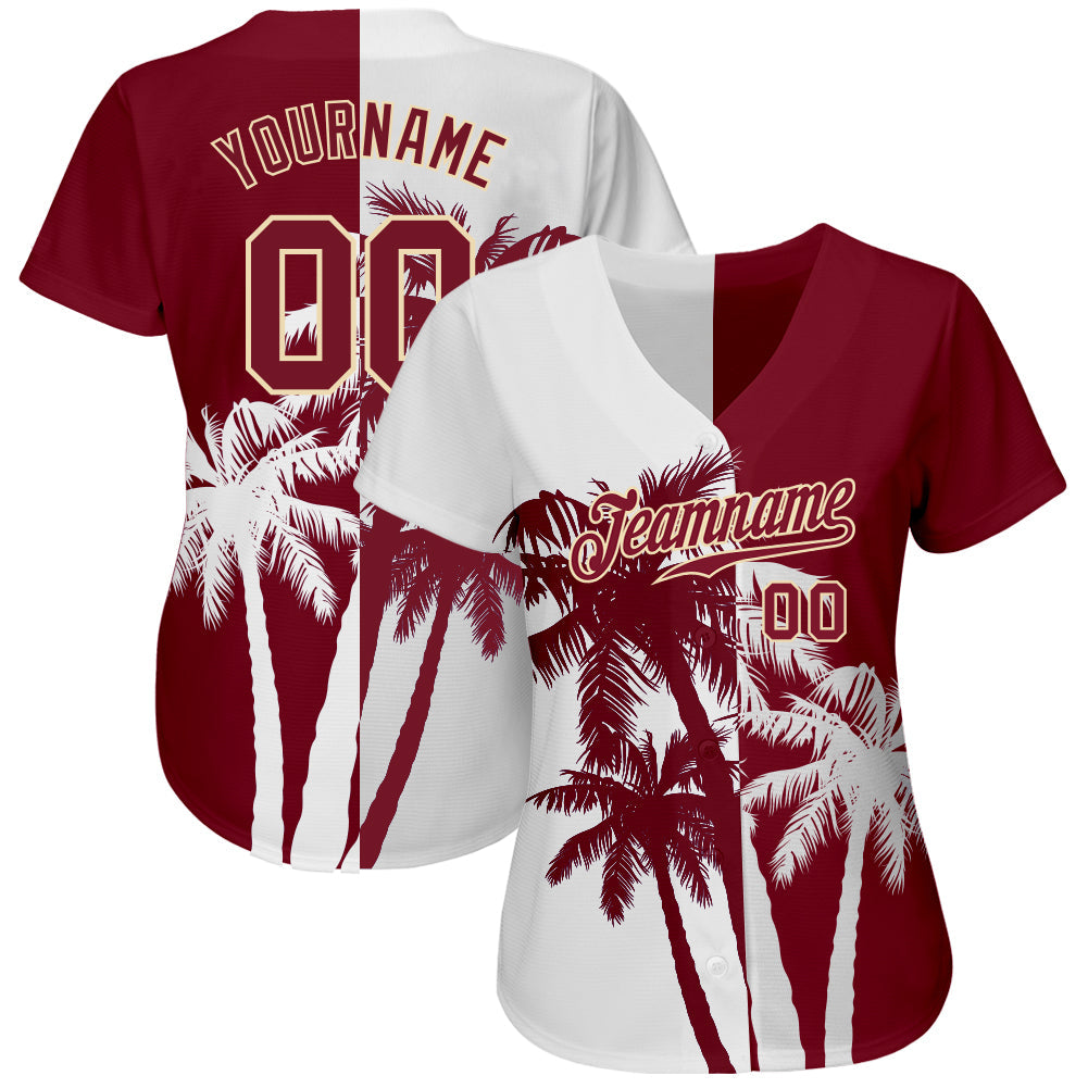 Custom 3D Pattern Design Hawaii Coconut Trees Authentic Baseball Jersey view 2
