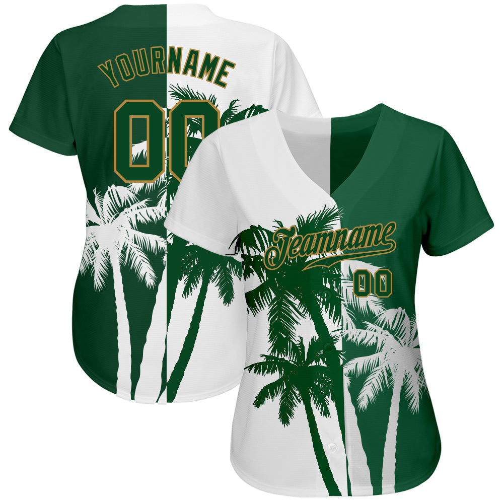 Custom 3D Pattern Design Hawaii Coconut Trees Authentic Baseball Jersey view 2
