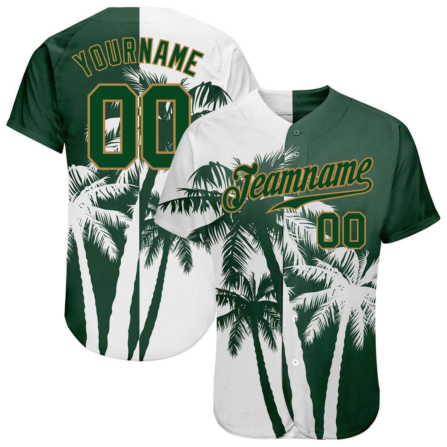 Custom 3D Pattern Design Hawaii Coconut Trees Authentic Baseball Jersey - Main View