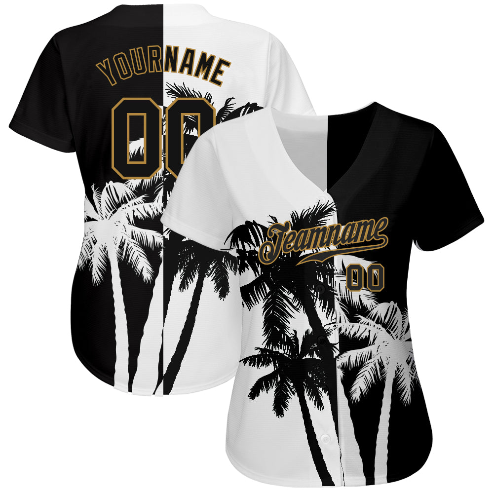 Custom 3D Pattern Design Hawaii Coconut Trees Authentic Baseball Jersey view 2