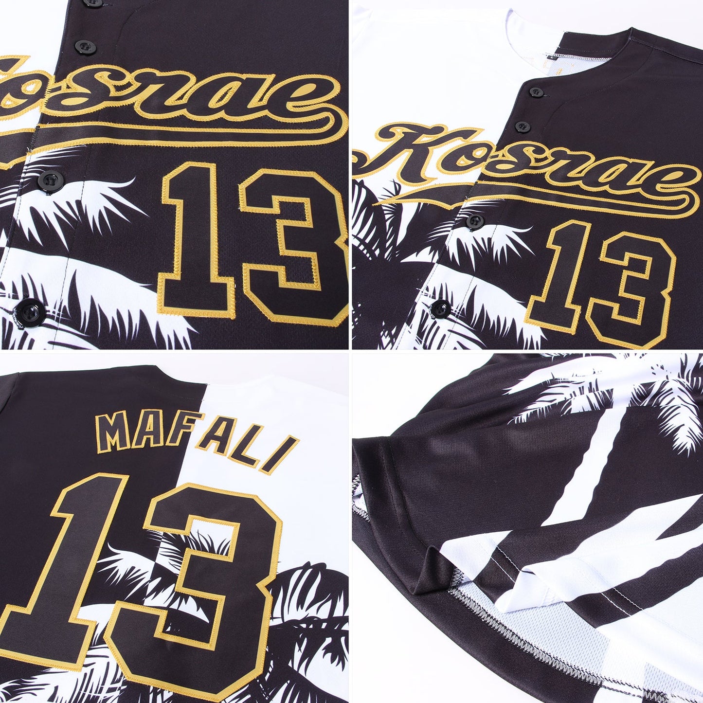 Custom 3D Pattern Design Hawaii Coconut Trees Authentic Baseball Jersey view 6