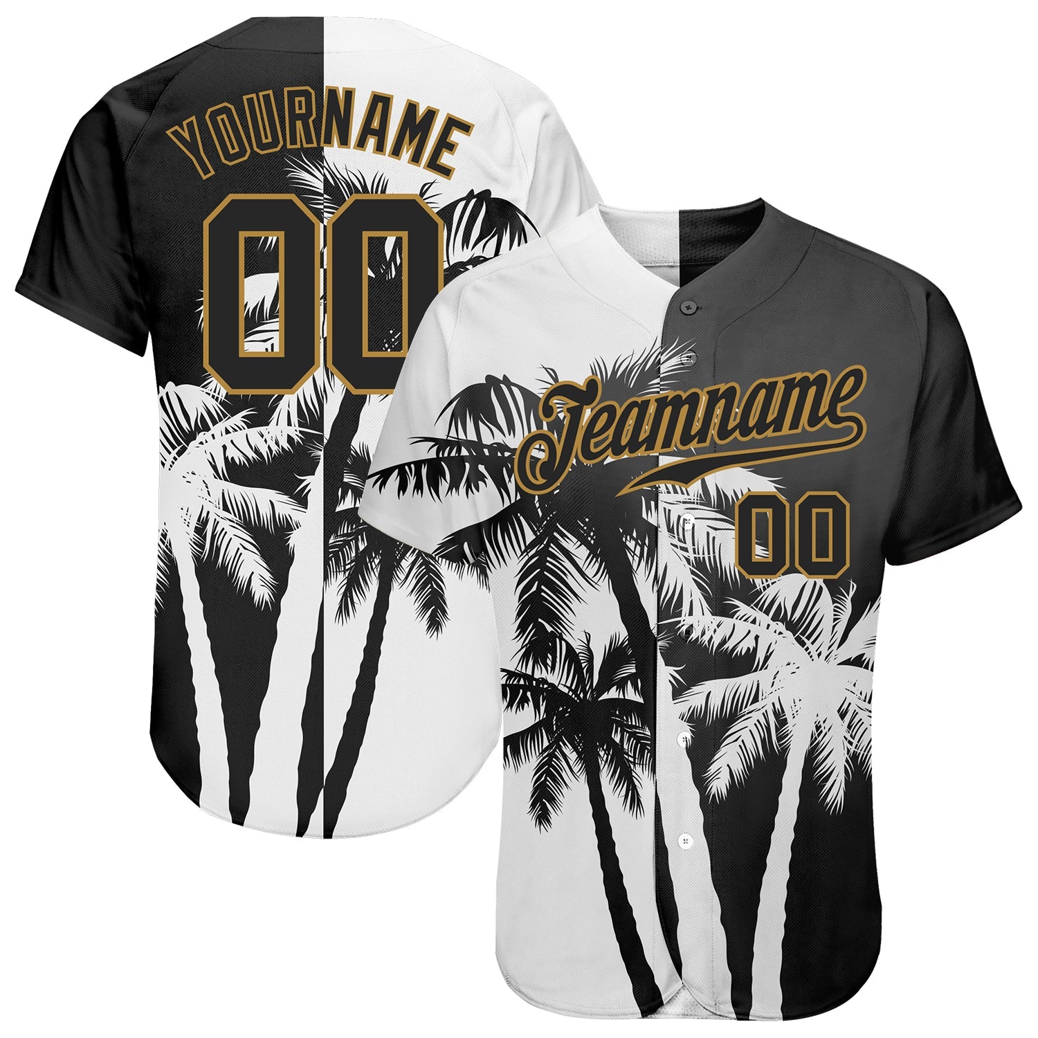 Custom 3D Pattern Design Hawaii Coconut Trees Authentic Baseball Jersey - Main View