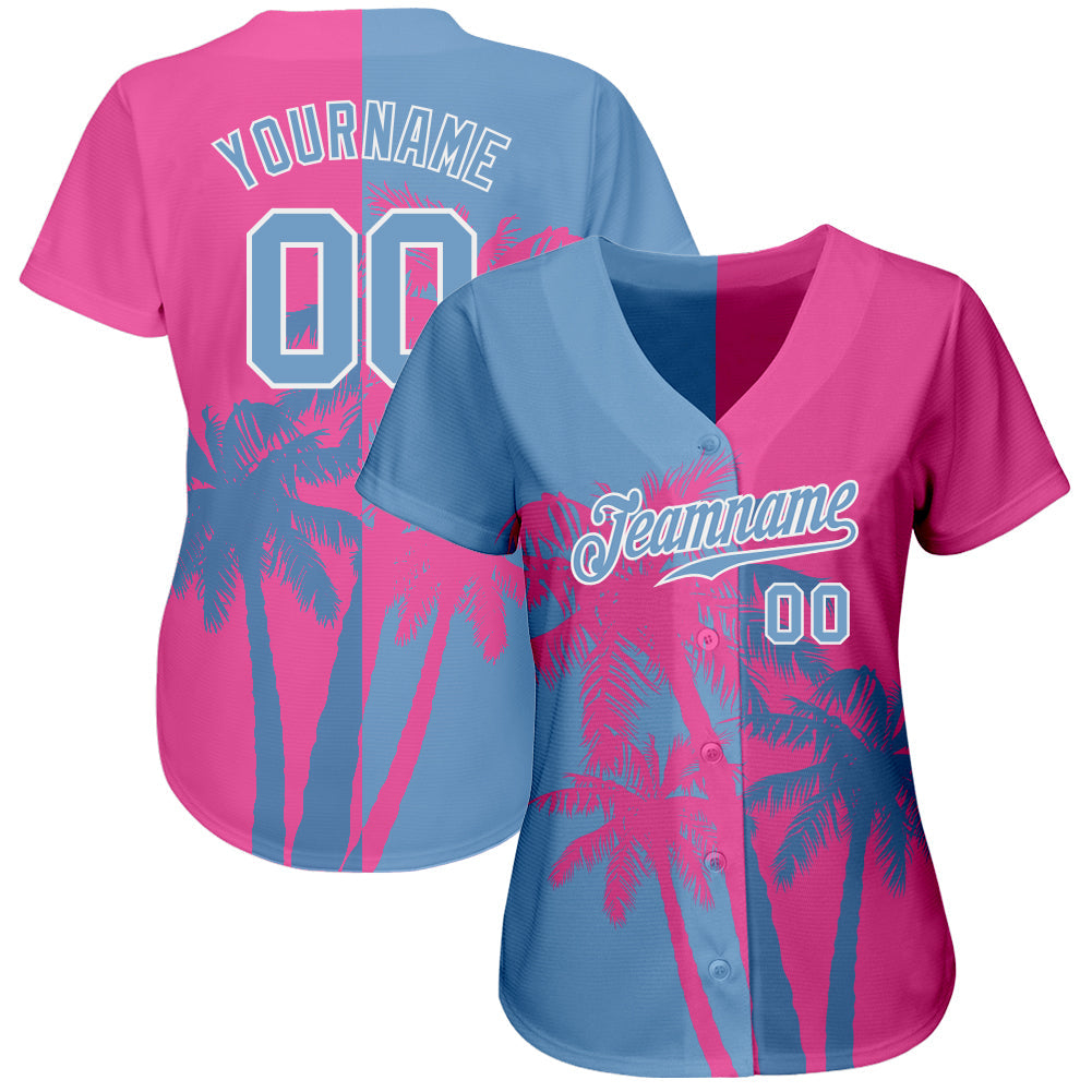 Custom 3D Pattern Design Hawaii Coconut Trees Authentic Baseball Jersey view 2