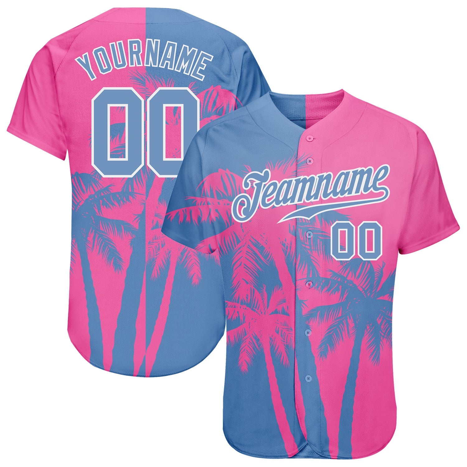 Custom 3D Pattern Design Hawaii Coconut Trees Authentic Baseball Jersey - Main View
