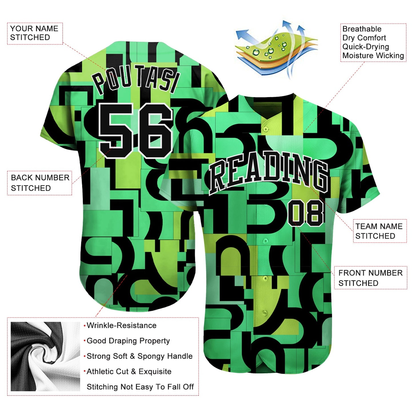Custom 3D Pattern Design Music Festival Authentic Baseball Jersey view 3