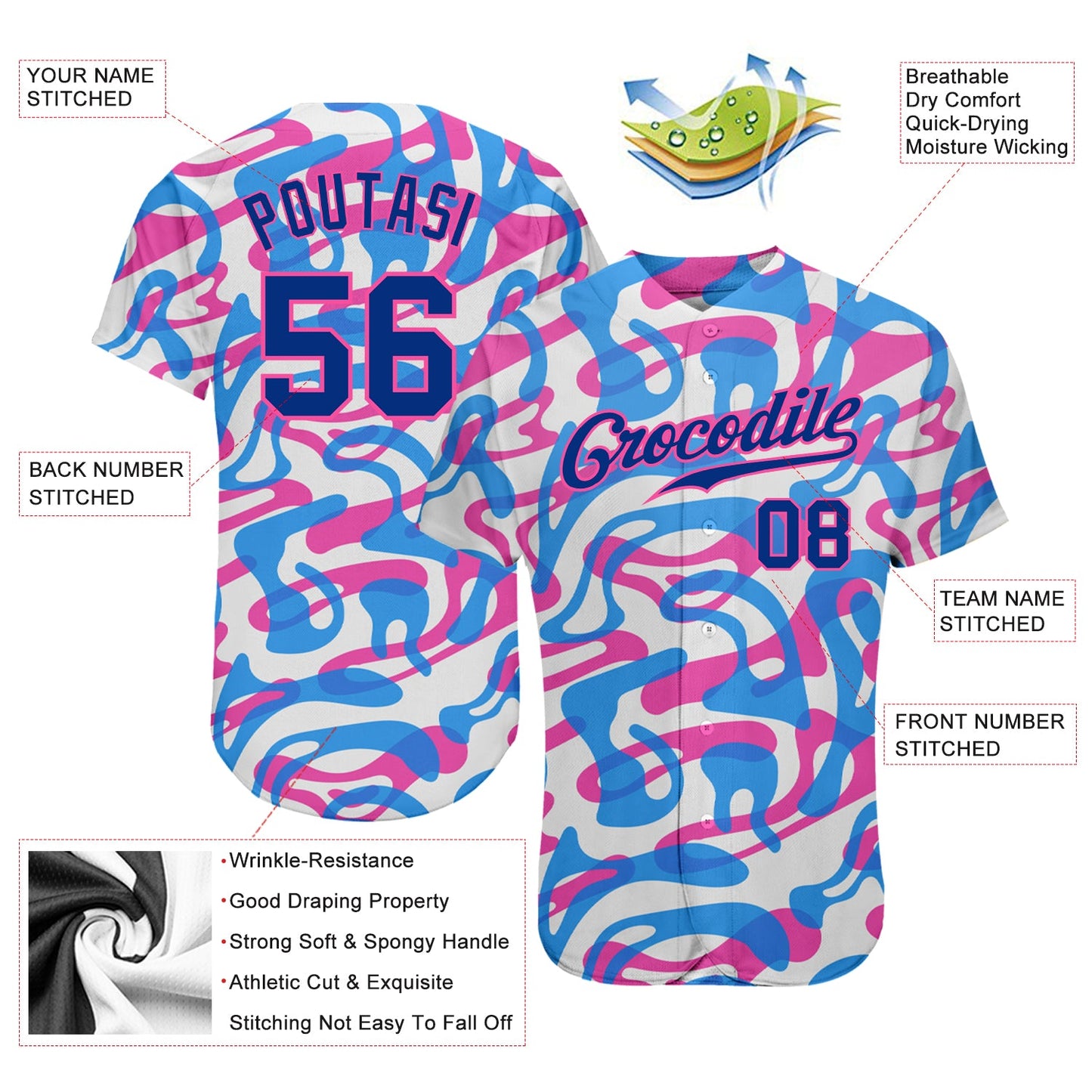 Custom 3D Pattern Design Music Festival Authentic Baseball Jersey view 3