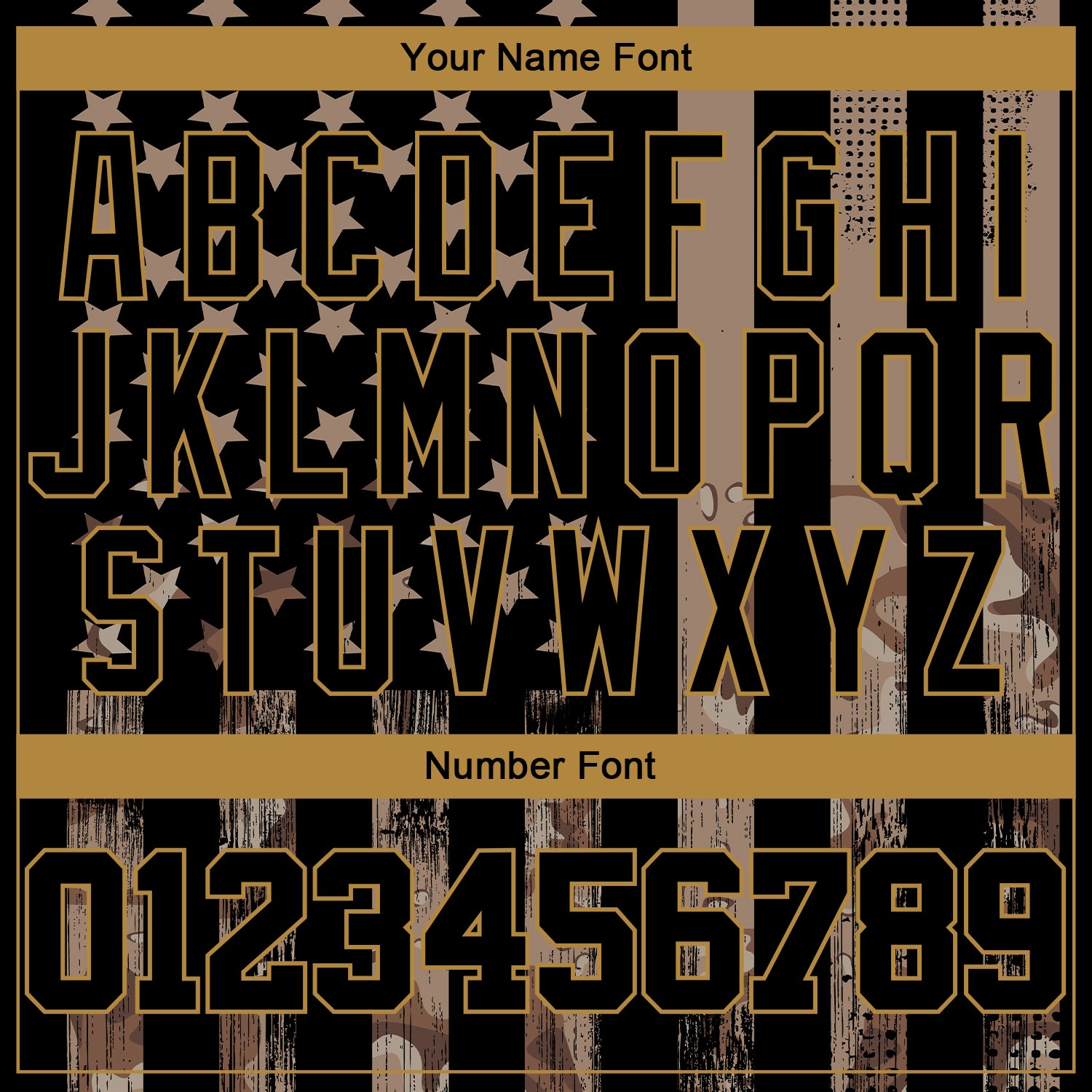 Custom Camo Black-Old Gold 3D Salute To Service American Flag Authentic Baseball Jersey view 6