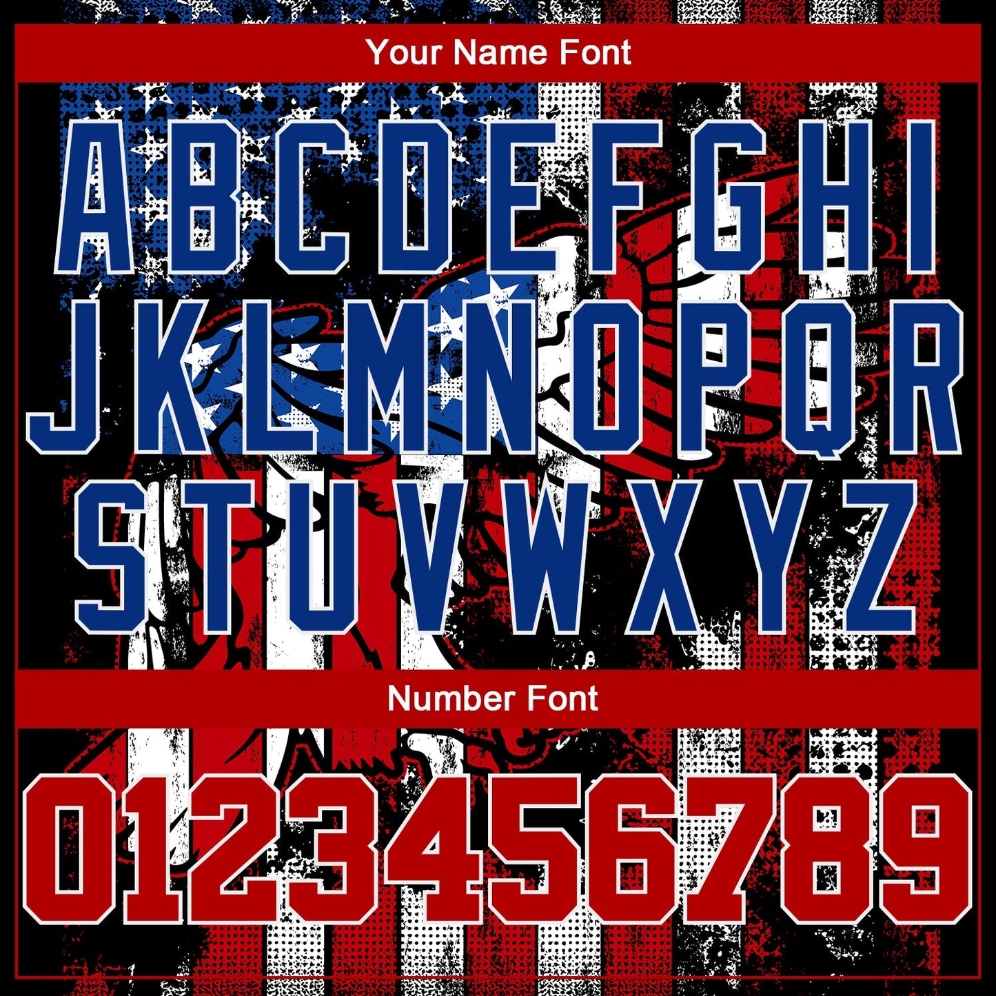 Custom Black Red Royal-White 3D Eagle American Flag Authentic Baseball Jersey view 5