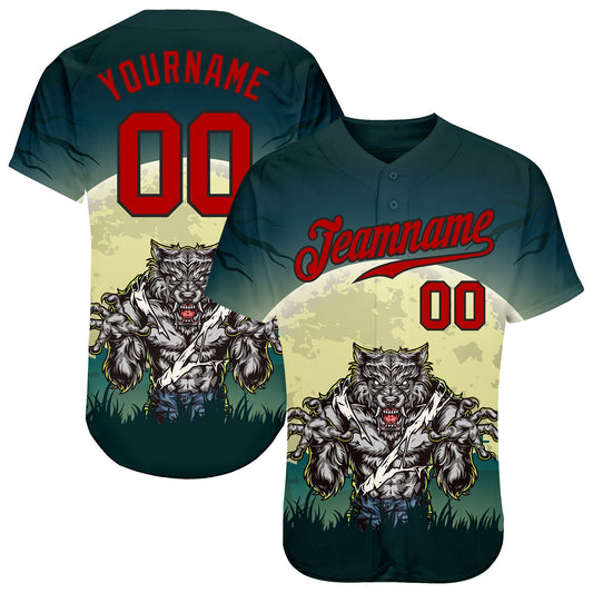 Custom 3D Pattern Halloween Trick Treat Horror Night Authentic Baseball Jersey - Main View
