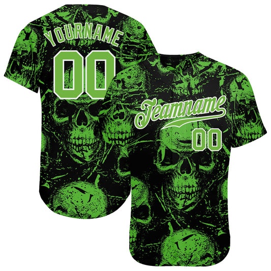 Custom 3D Pattern Halloween Skulls Authentic Baseball Jersey - Main View