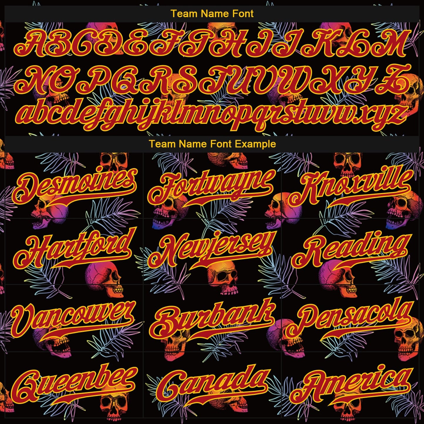 Custom 3D Pattern Halloween Skulls And Palm Leaves Authentic Baseball Jersey view 4