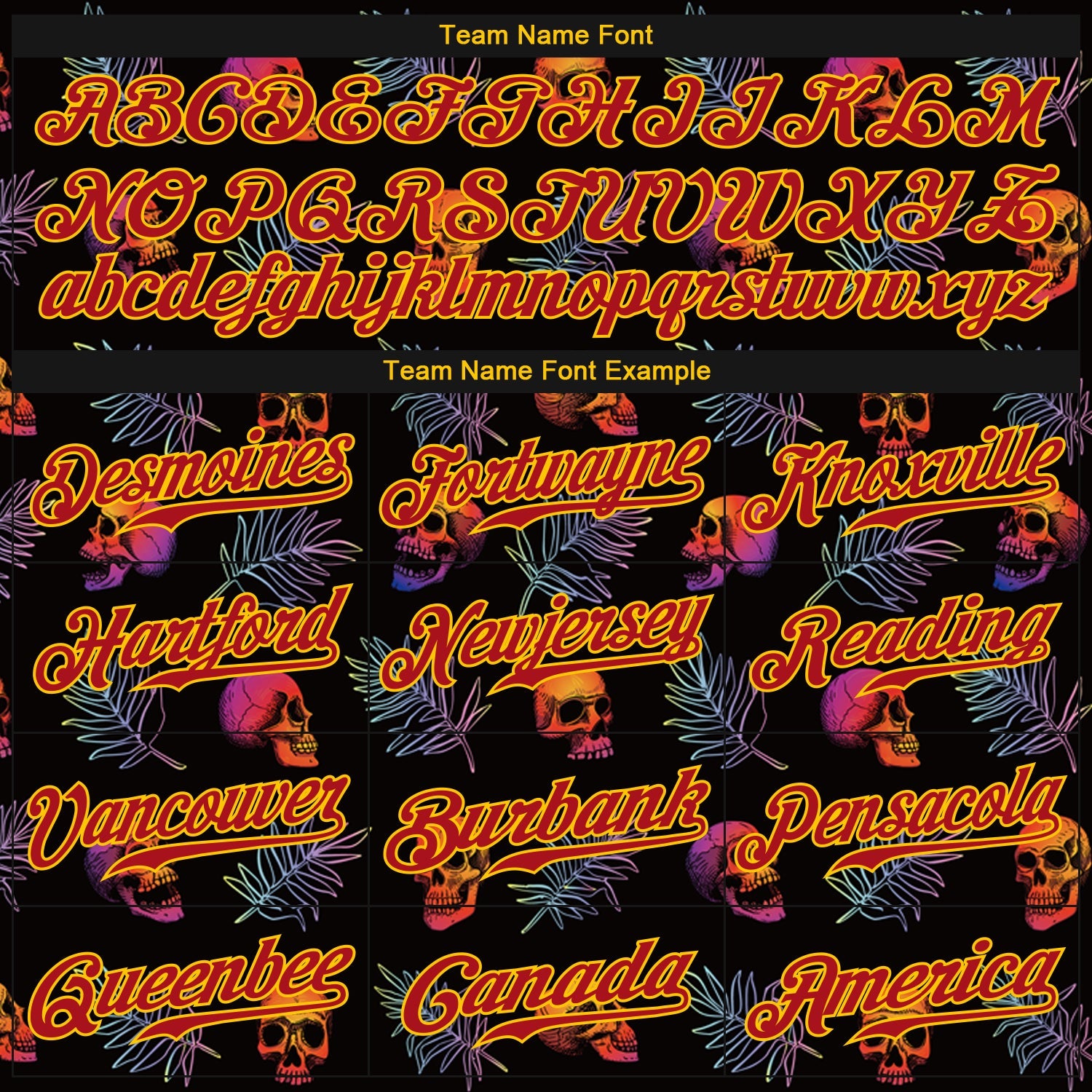 Custom 3D Pattern Halloween Skulls And Palm Leaves Authentic Baseball Jersey view 4