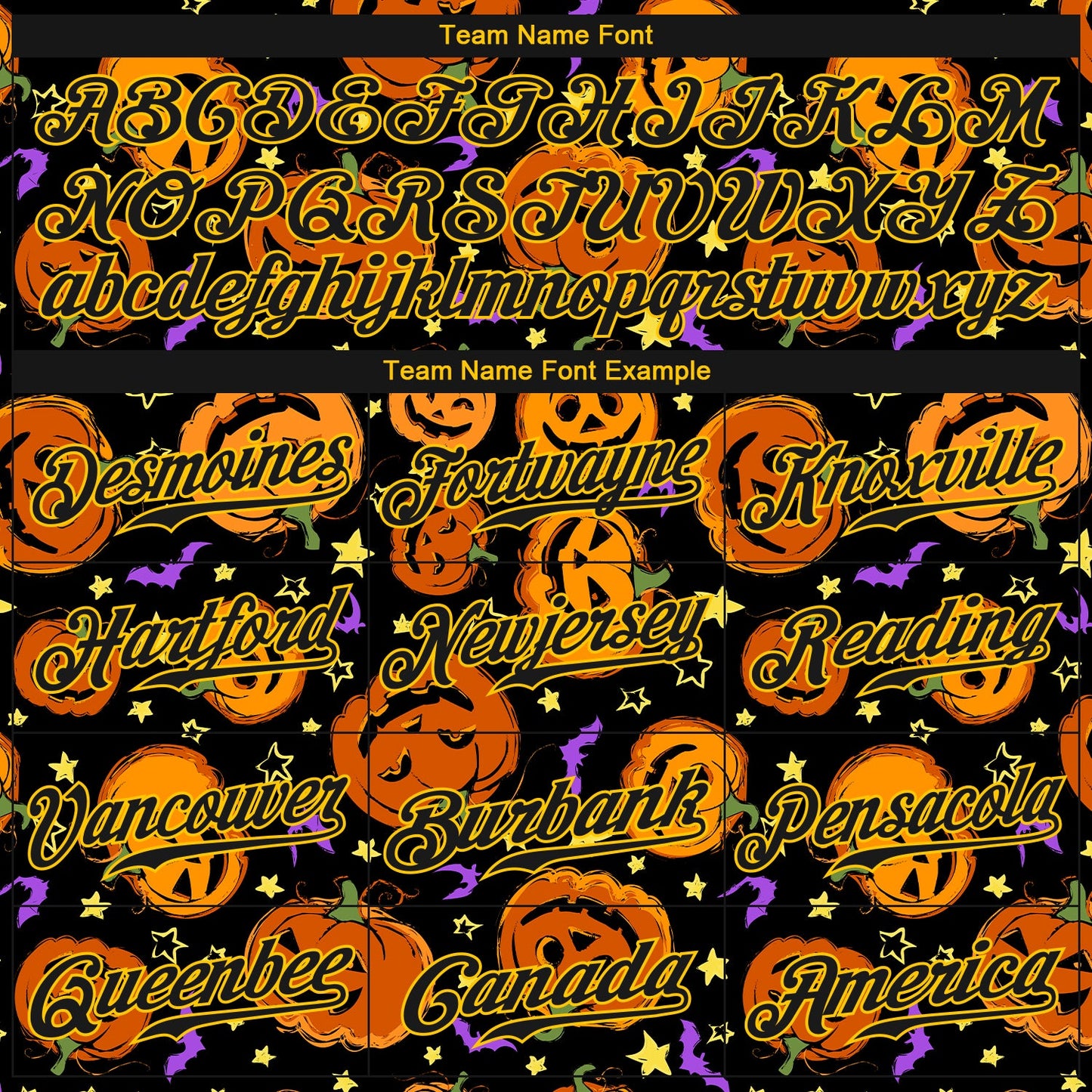 Custom 3D Pattern Halloween Pumpkins Bats Stars Authentic Baseball Jersey view 5