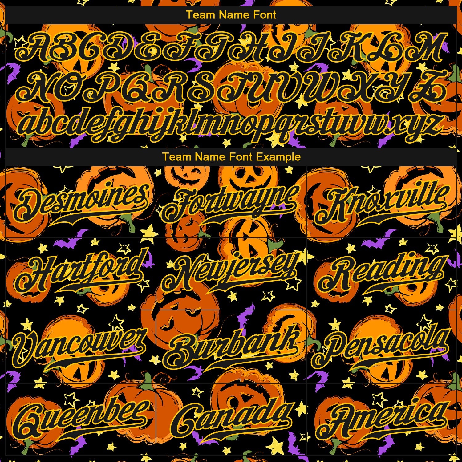 Custom 3D Pattern Halloween Pumpkins Bats Stars Authentic Baseball Jersey view 5