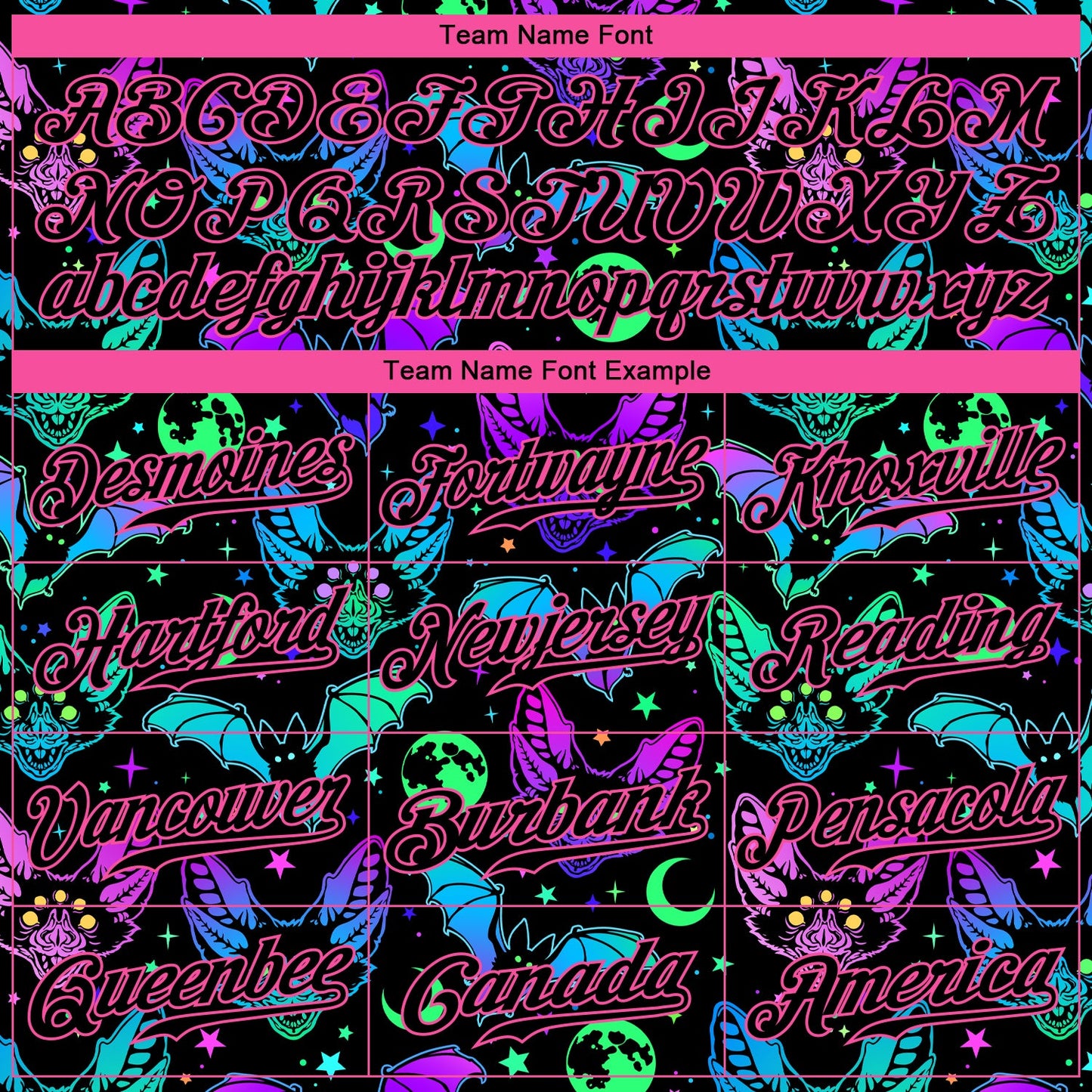Custom 3D Pattern Bright Multicolored Halloween Bats Authentic Baseball Jersey view 4