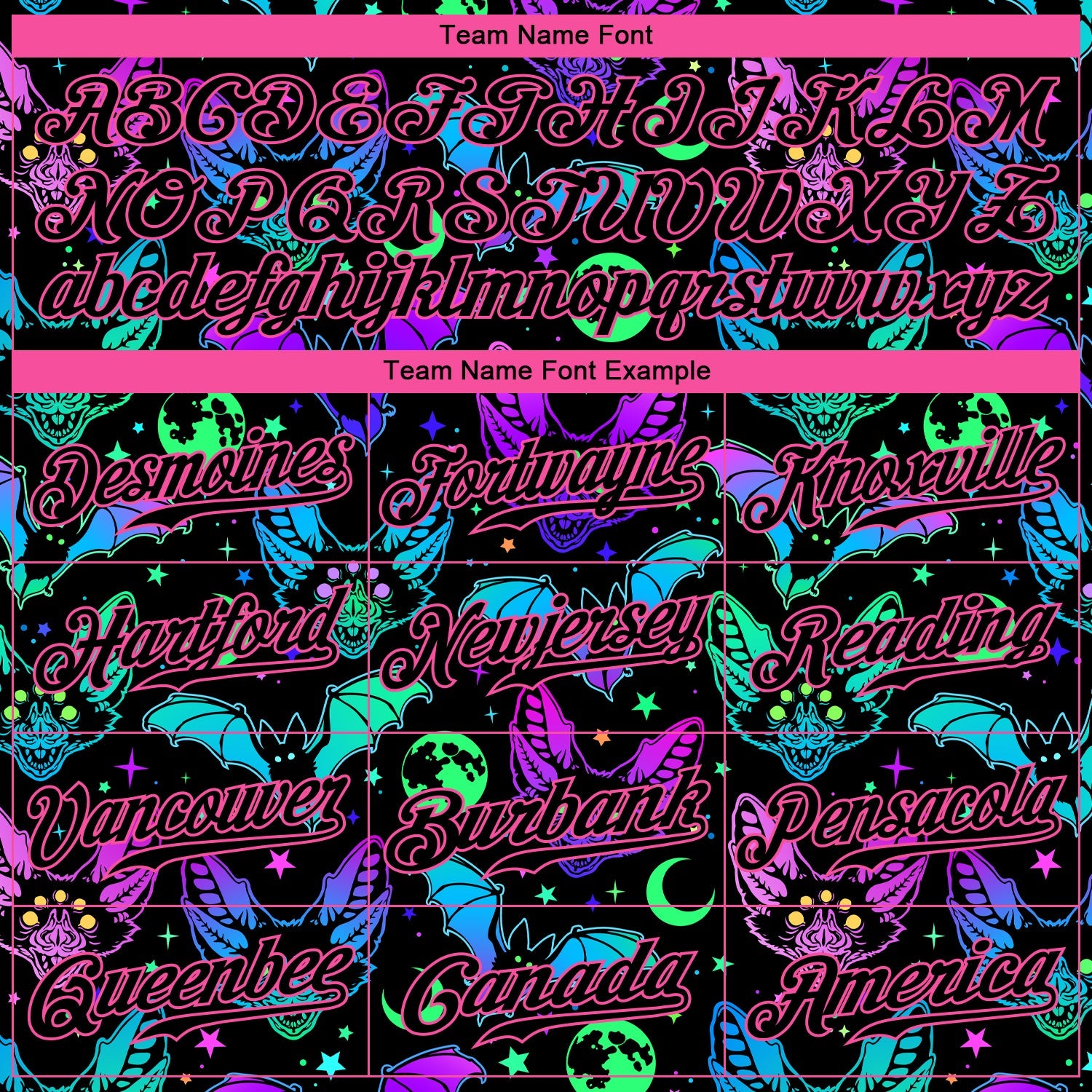 Custom 3D Pattern Bright Multicolored Halloween Bats Authentic Baseball Jersey view 4