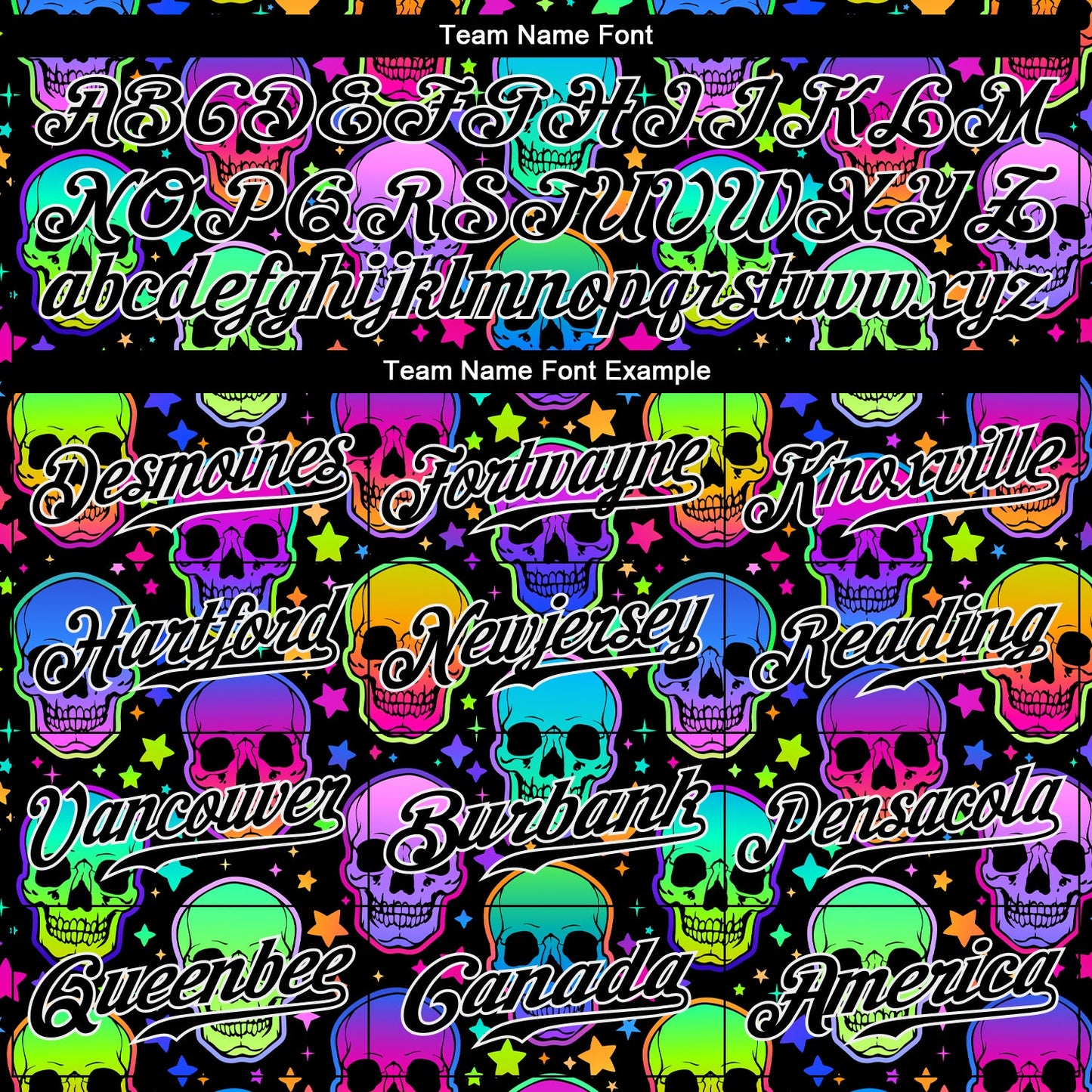 Custom 3D Pattern Bright Multicolored Halloween Skulls Authentic Baseball Jersey view 4