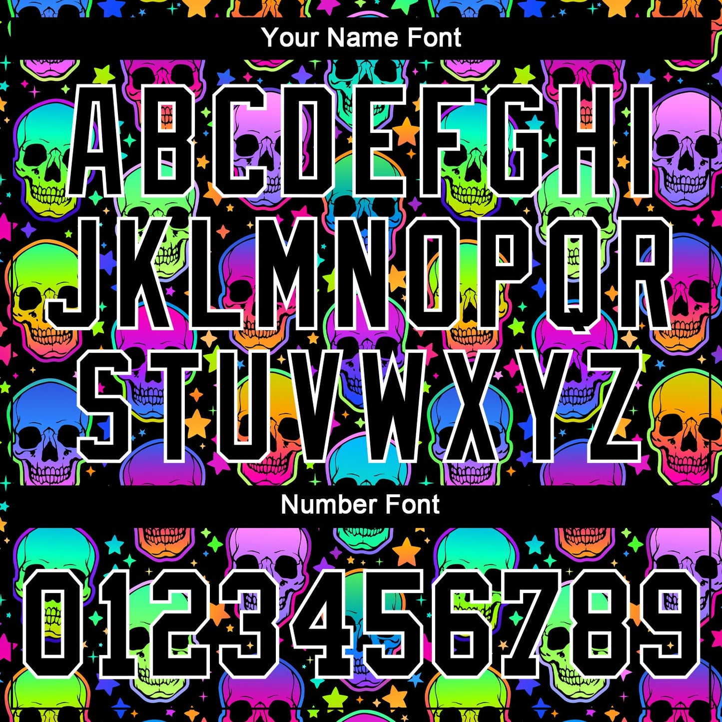 Custom 3D Pattern Bright Multicolored Halloween Skulls Authentic Baseball Jersey view 5