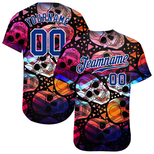 Custom 3D Pattern Halloween Skulls Authentic Baseball Jersey - Main View