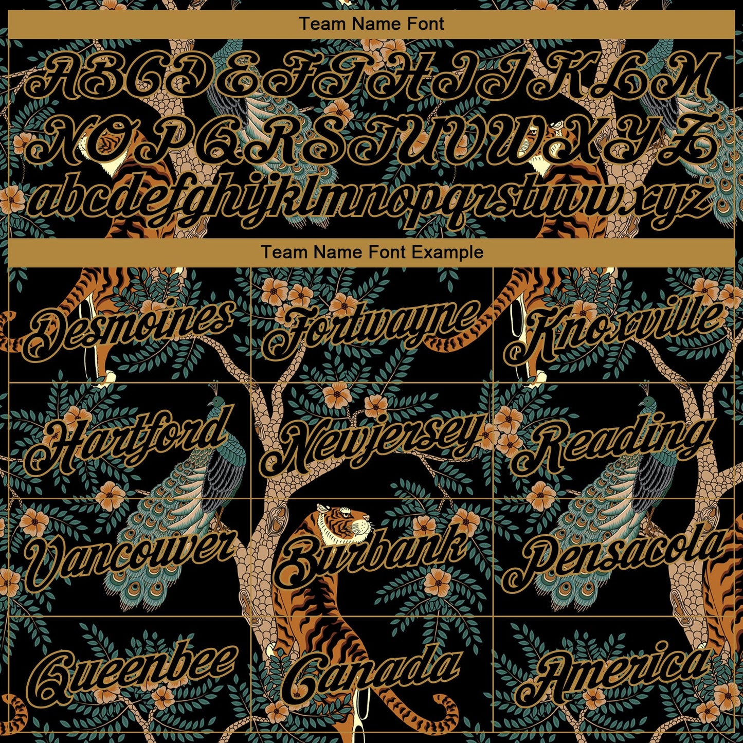 Custom Stitched Black Black-Old Gold 3D Pattern Design Tiger And Peacock Sports Pullover Sweatshirt Hoodie view 3