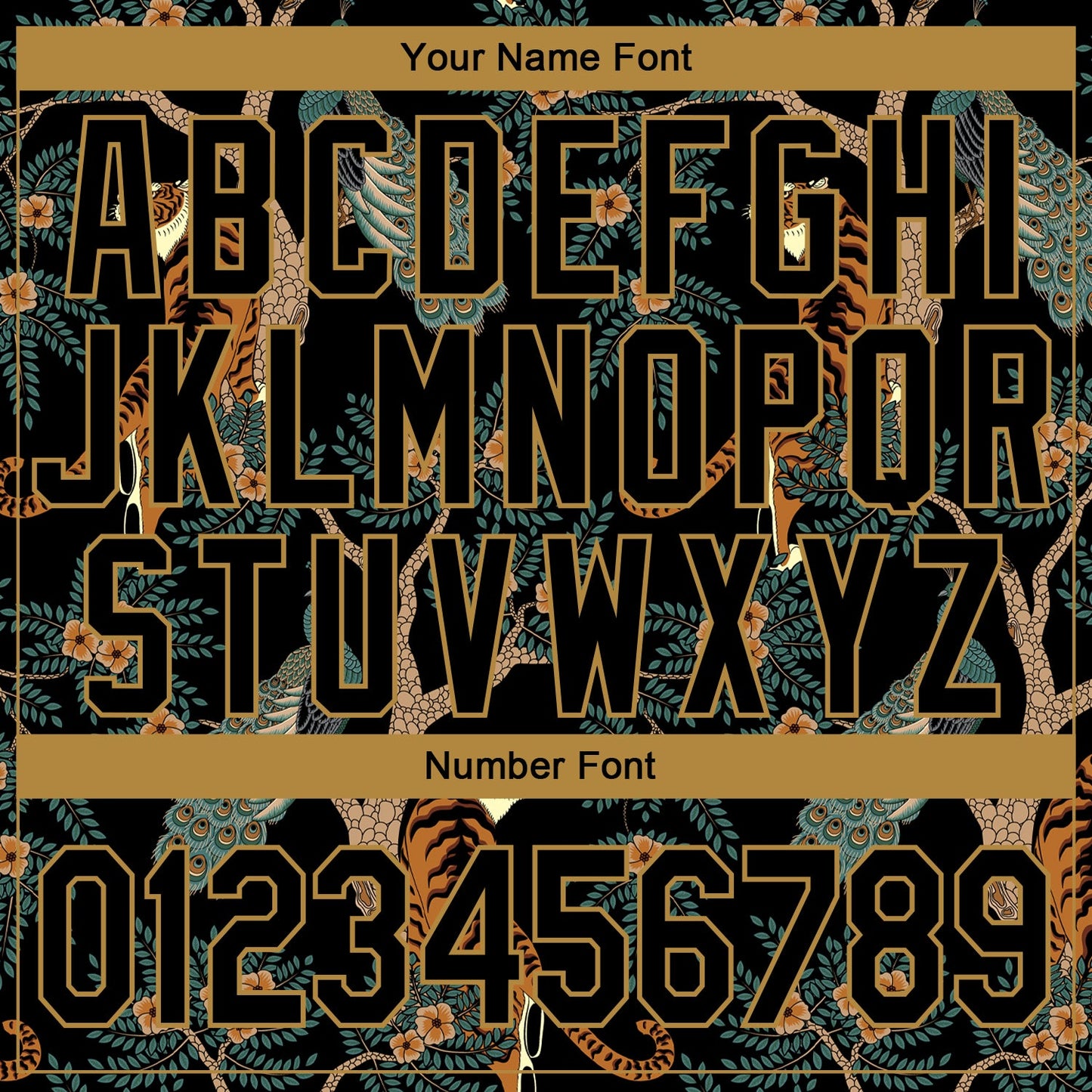 Custom Stitched Black Black-Old Gold 3D Pattern Design Tiger And Peacock Sports Pullover Sweatshirt Hoodie view 4