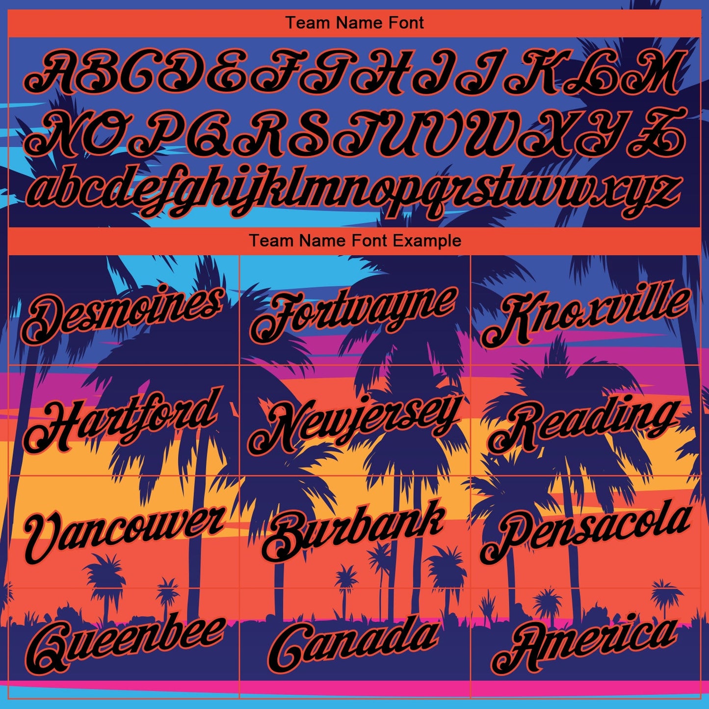 Custom Stitched Royal Black-Orange 3D Pattern Design Palm Trees Sports Pullover Sweatshirt Hoodie view 3