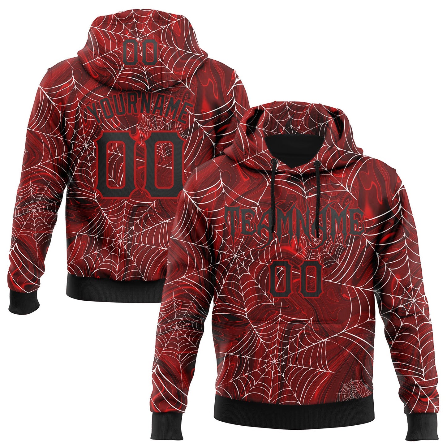 Custom Red Black-White 3D Halloween Pumpkin Party Costume Ideas Sports Pullover Sweatshirt Hoodie - Main View