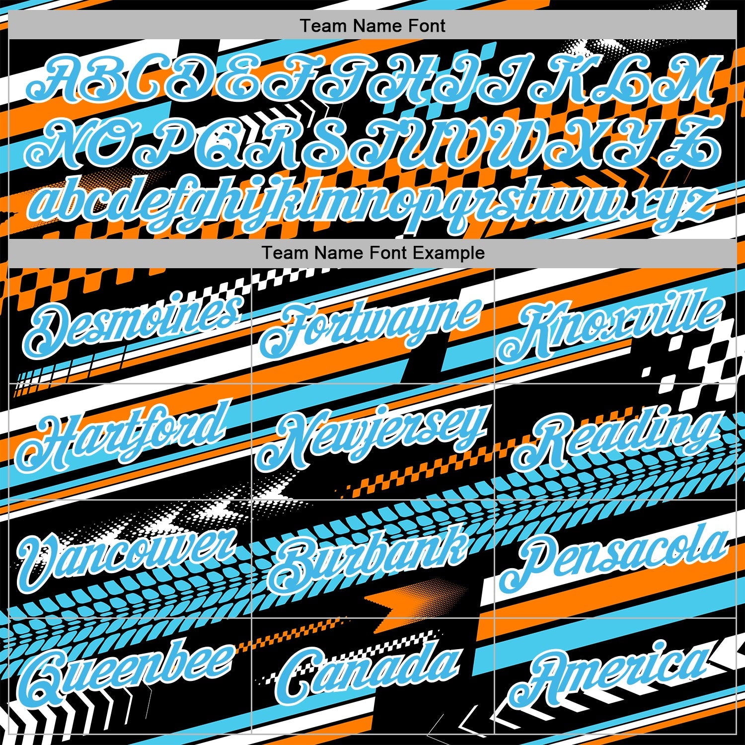 Custom Black Sky Blue Orange-White 3D Pattern Design Formula Auto Car Racing Motorsport Sports Pullover Sweatshirt Hoodie view 3