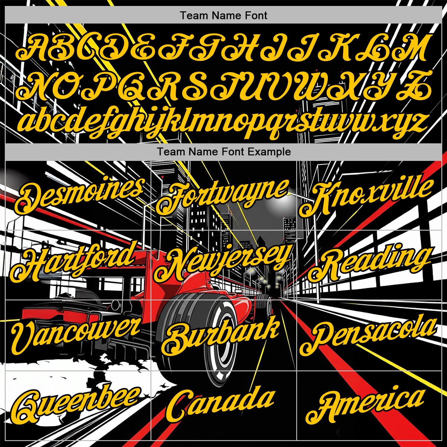 Custom Black Yellow Red-White 3D Pattern Design Formula Auto Car Racing Motorsport Sports Pullover Sweatshirt Hoodie view 3