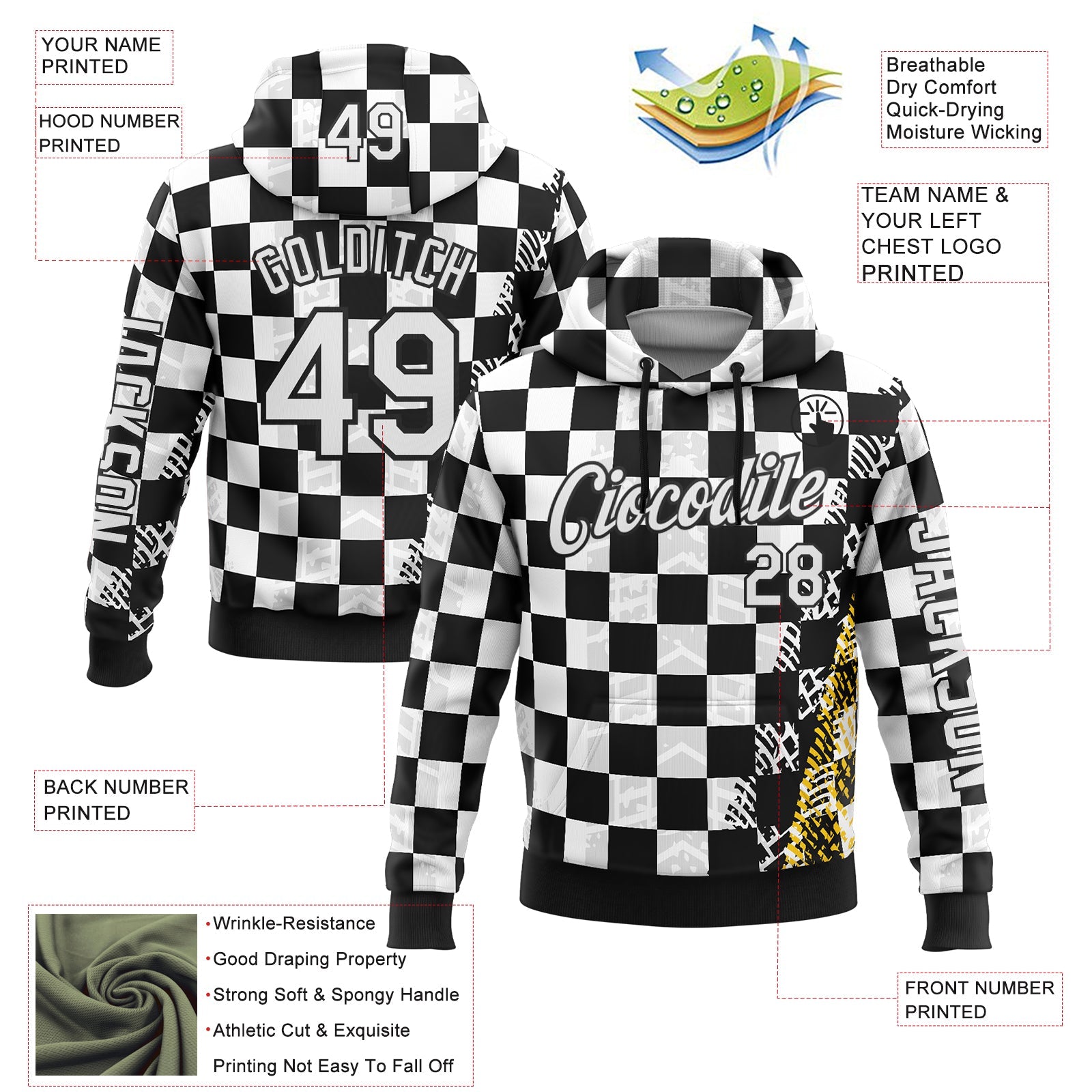 Custom Black White 3D Pattern Design Formula Auto Car Racing Motorsport Sports Pullover Sweatshirt Hoodie view 2