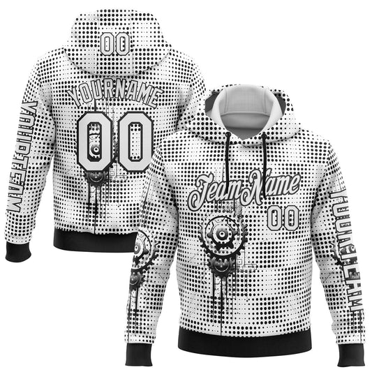 Custom White Black 3D Pattern Design Formula Auto Car Racing Motorsport Sports Pullover Sweatshirt Hoodie - Main View