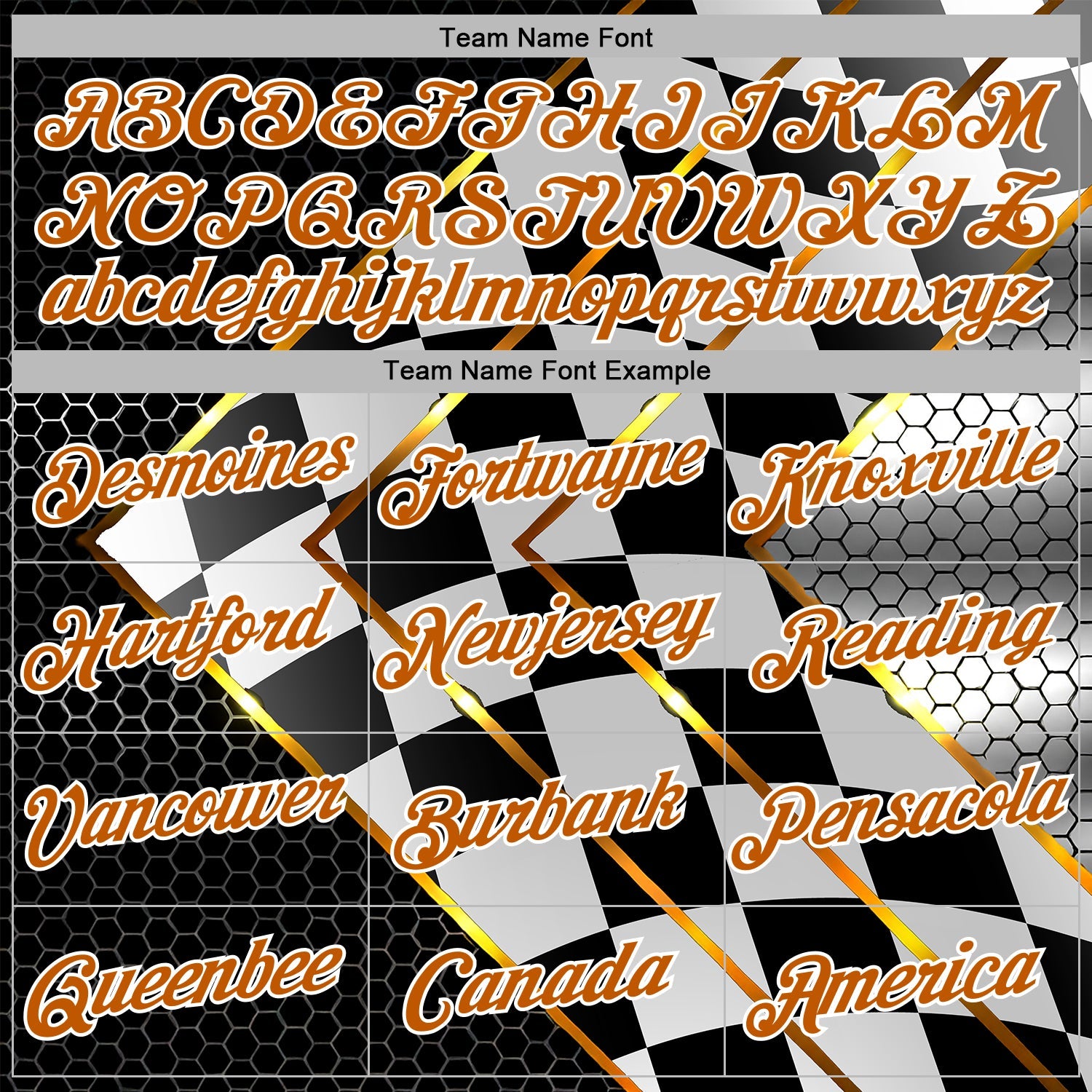 Custom Black Texas Orange Yellow-White 3D Pattern Design Formula Auto Car Racing Motorsport Sports Pullover Sweatshirt Hoodie view 3