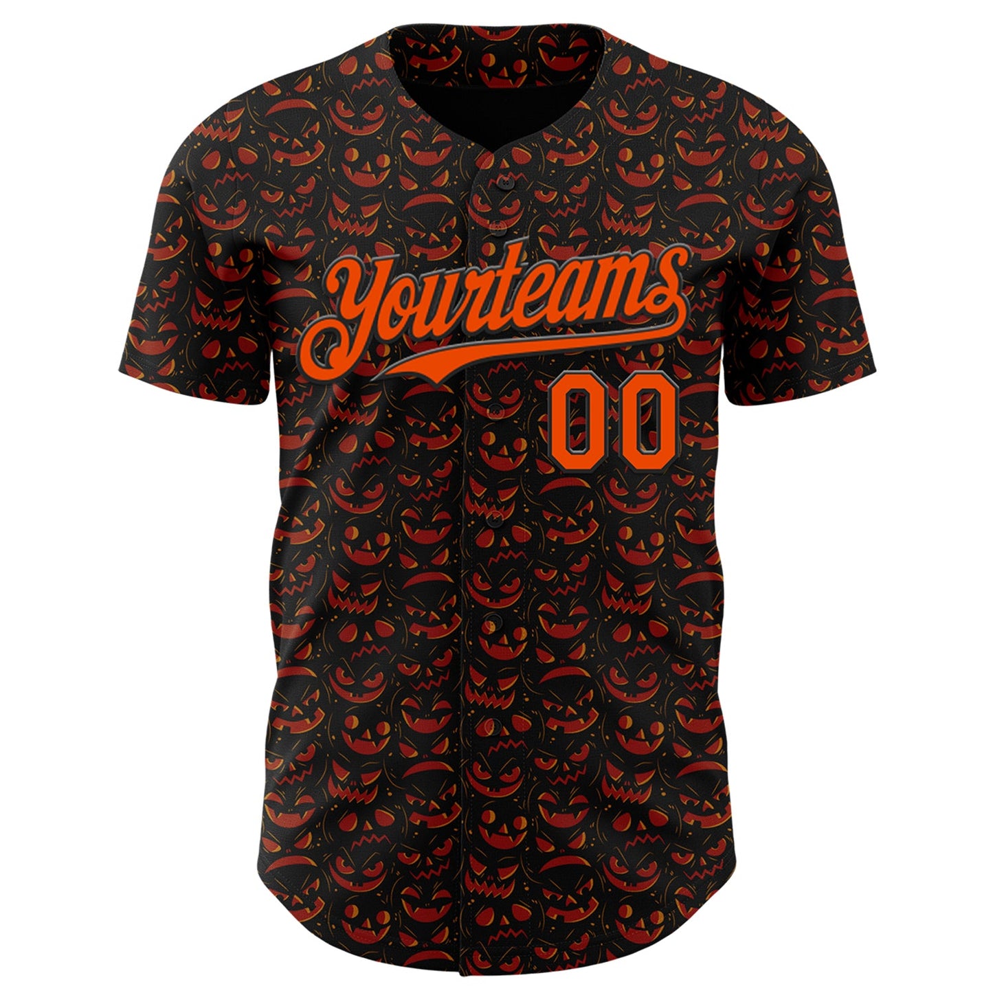 Custom Black Orange 3D Halloween Pumpkin Party Costume Ideas Authentic Baseball Jersey view 2