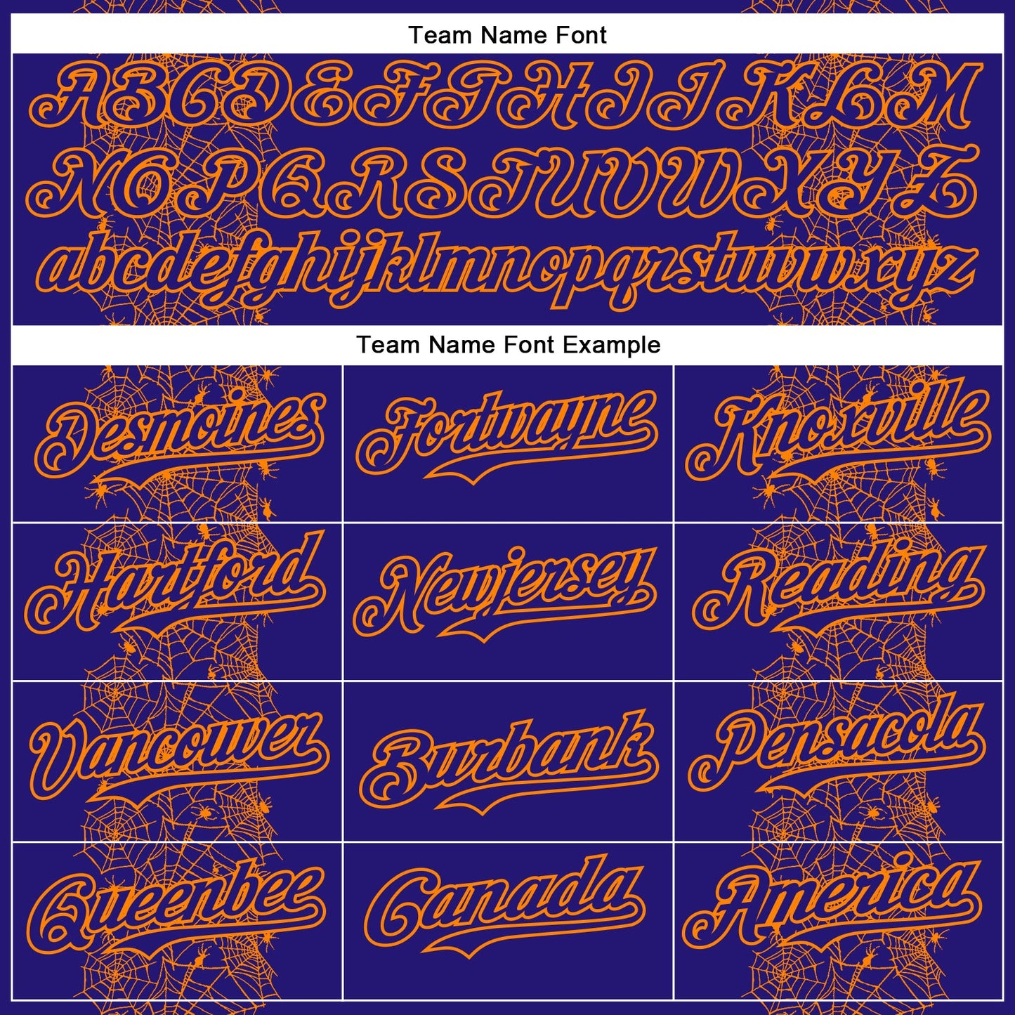 Custom Dark Purple Bay Orange 3D Halloween Spider Net Party Costume Ideas Authentic Baseball Jersey view 4