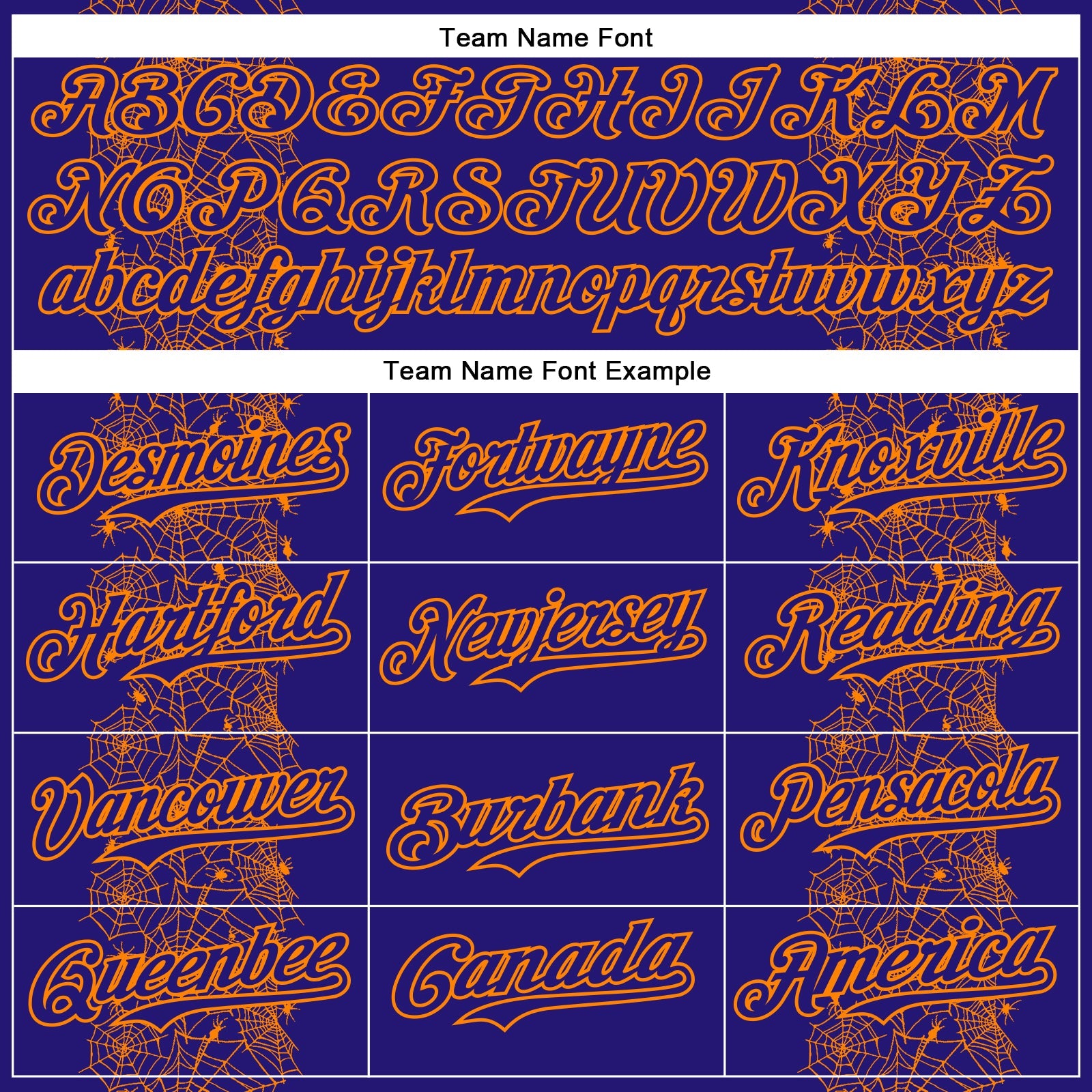 Custom Dark Purple Bay Orange 3D Halloween Spider Net Party Costume Ideas Authentic Baseball Jersey view 4