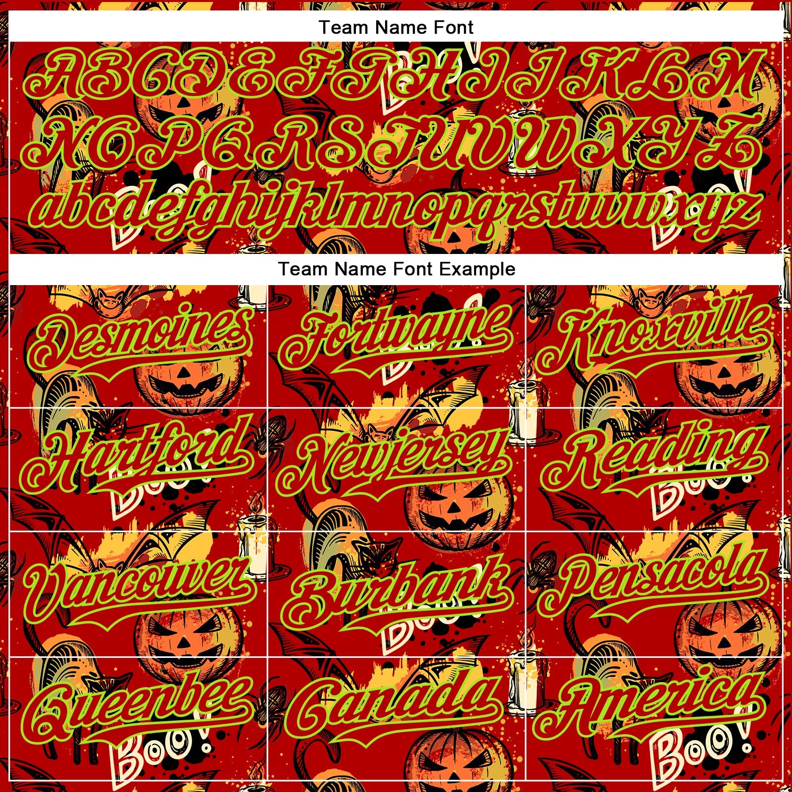 Custom Red Neon Green 3D Halloween Pumpkin Doodle Party Costume Ideas Authentic Baseball Jersey view 4