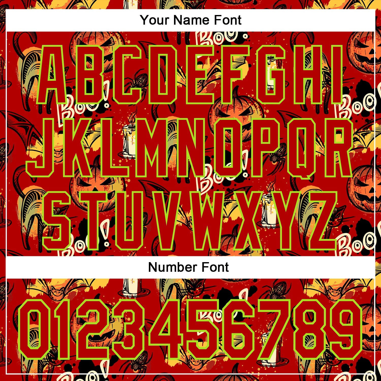 Custom Red Neon Green 3D Halloween Pumpkin Doodle Party Costume Ideas Authentic Baseball Jersey view 5