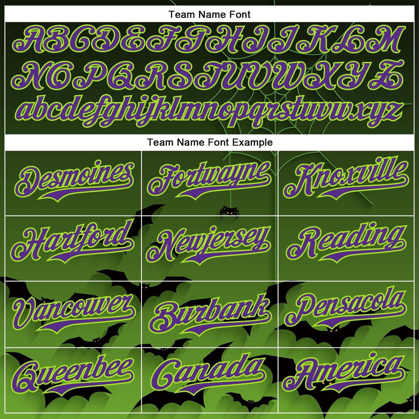 Custom Green Purple Black-Neon Green 3D Halloween Spider Net Bats Party Costume Ideas Authentic Baseball Jersey view 4