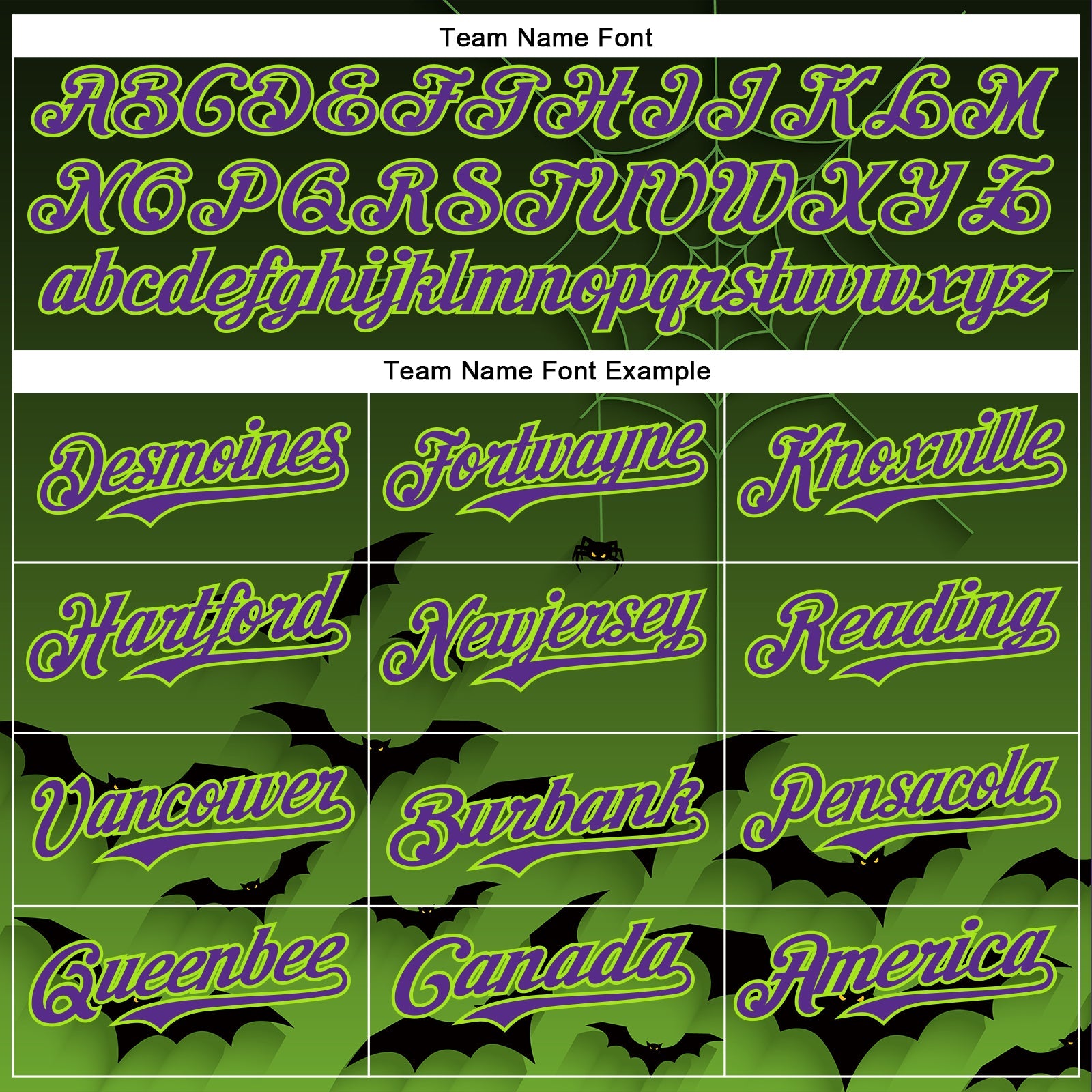 Custom Green Purple Black-Neon Green 3D Halloween Spider Net Bats Party Costume Ideas Authentic Baseball Jersey view 4