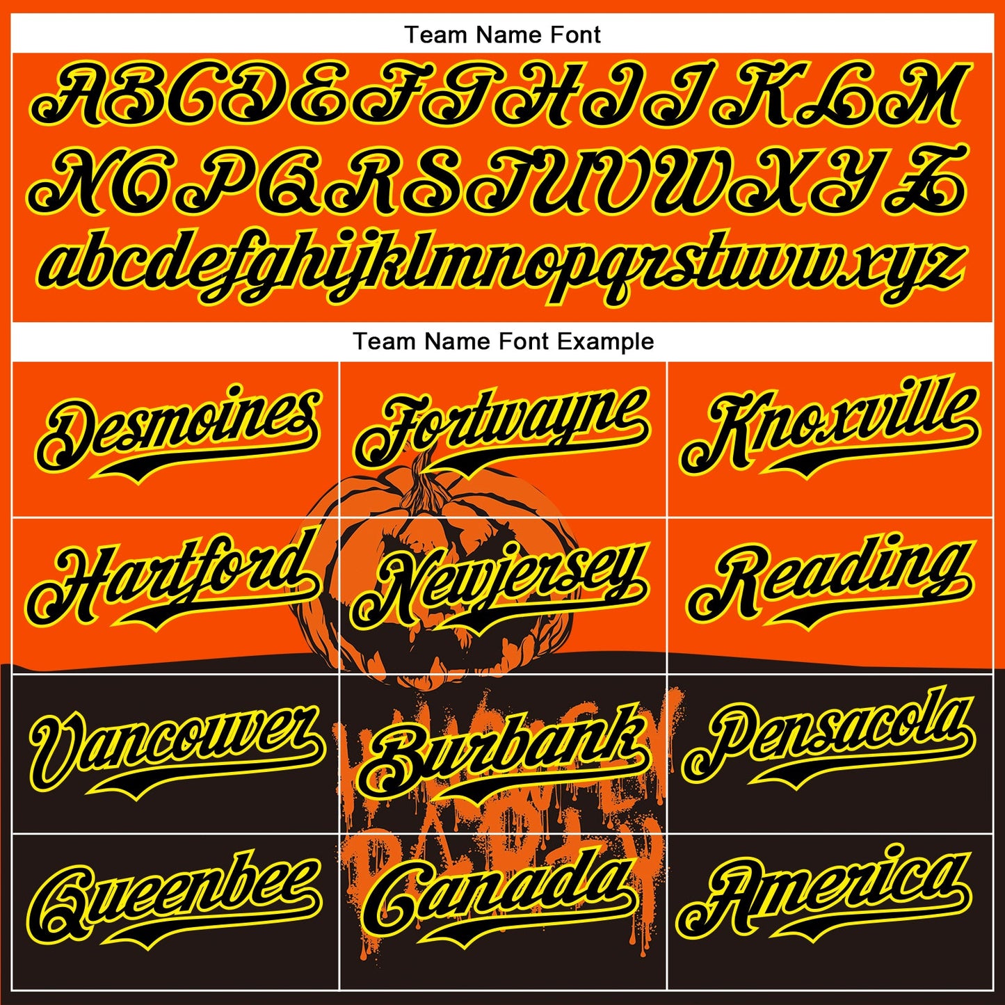 Custom Orange Black Pinstripe Light Yellow 3D Halloween Pumpkin Party Costume Ideas Authentic Baseball Jersey view 4