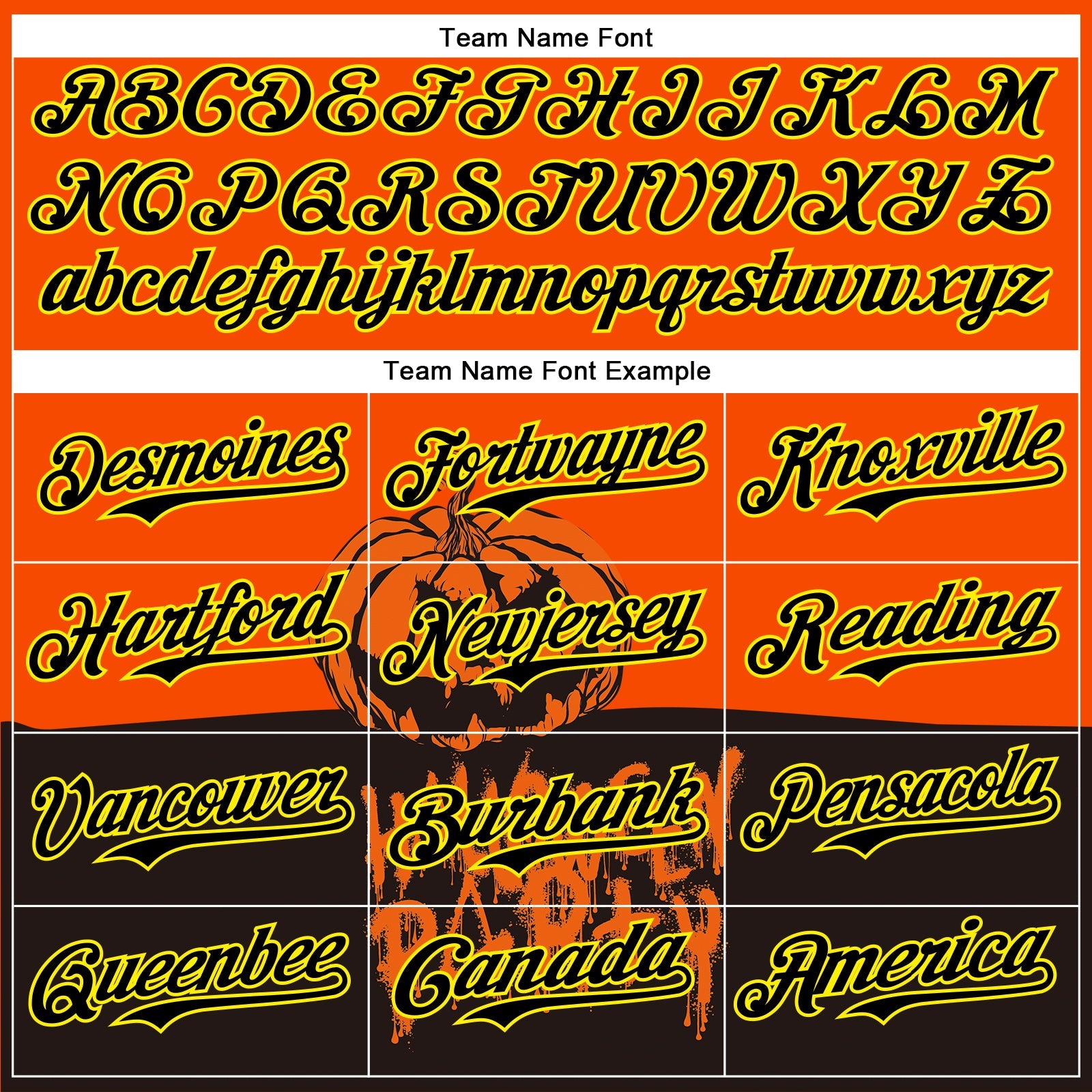 Custom Orange Black Pinstripe Light Yellow 3D Halloween Pumpkin Party Costume Ideas Authentic Baseball Jersey view 4