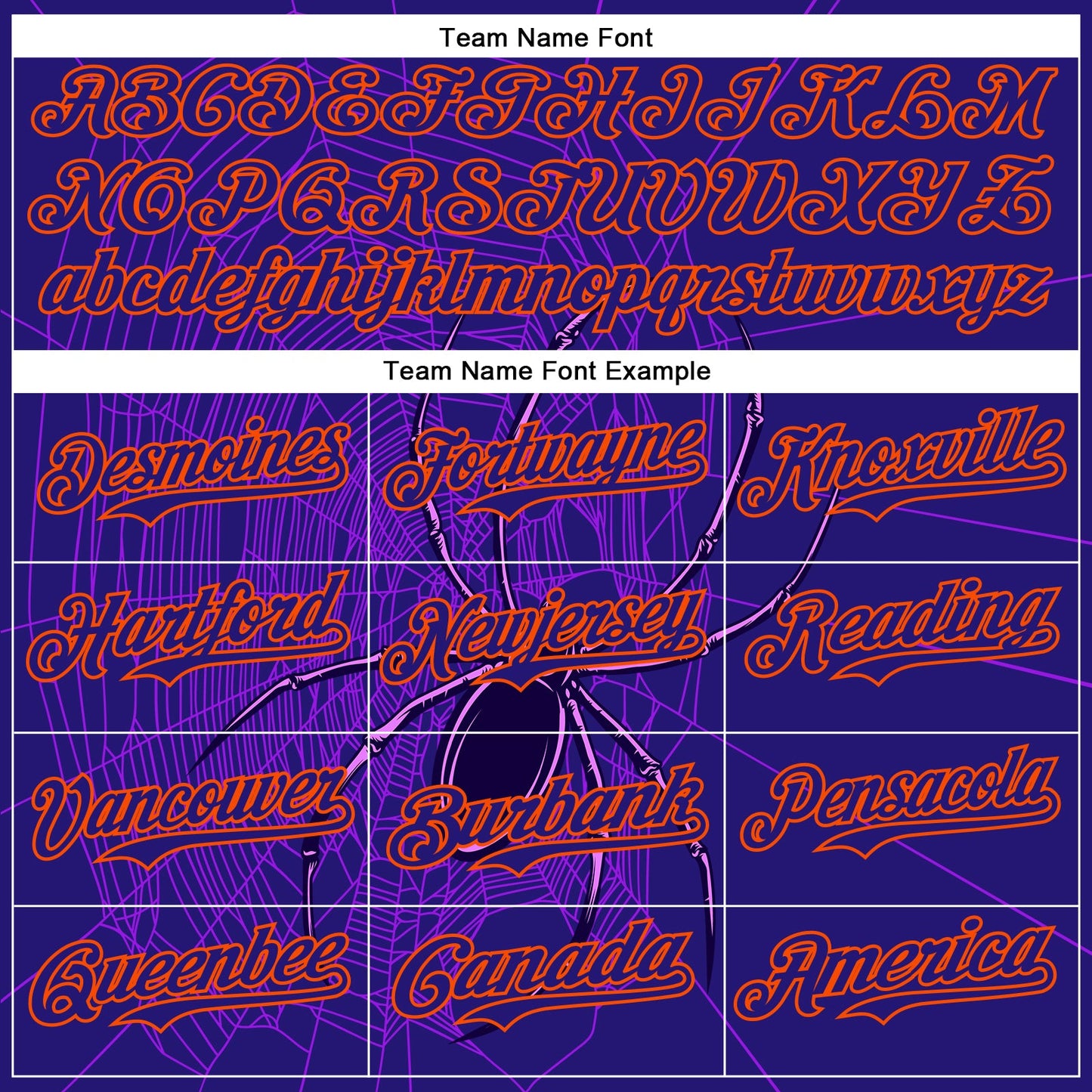 Custom Dark Purple Orange 3D Halloween Spider Net Party Costume Ideas Authentic Baseball Jersey view 4