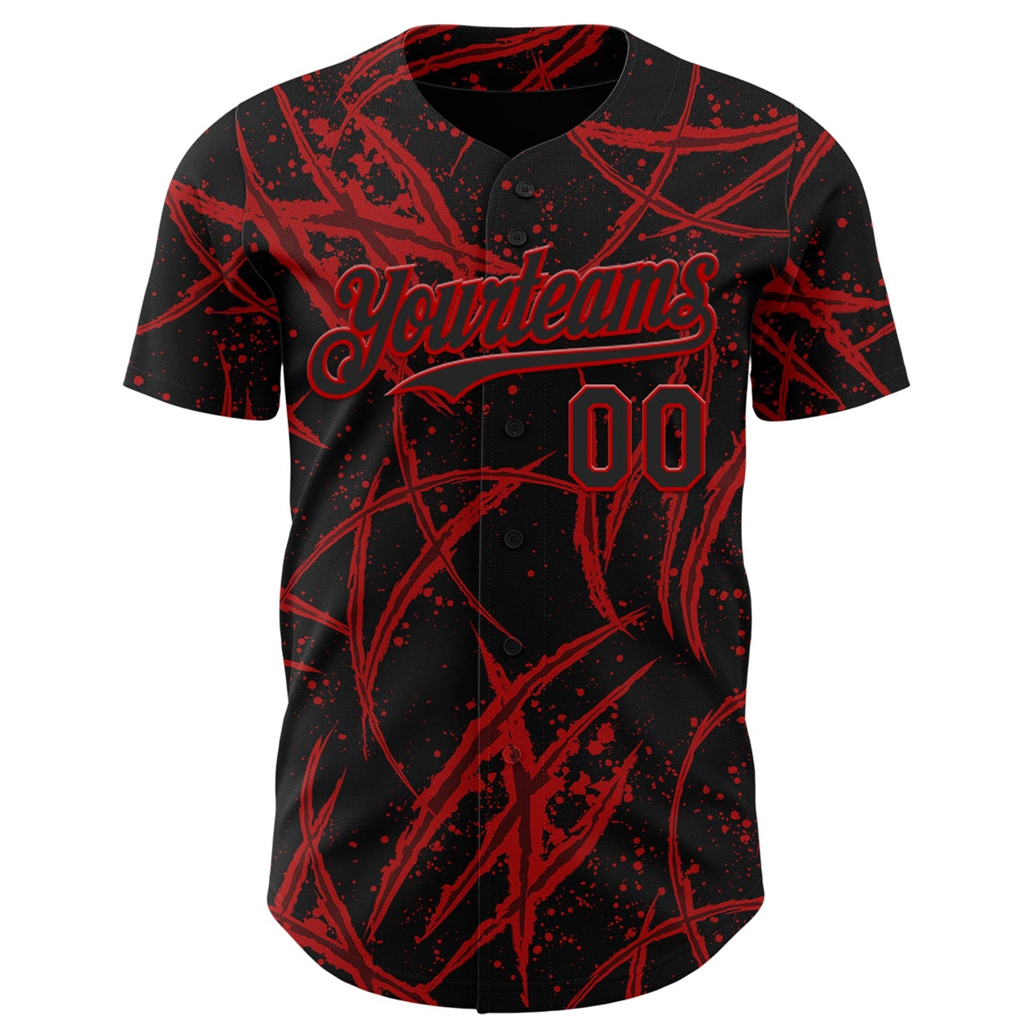 Custom Black Red 3D Halloween Horror Night Trick Treat Party Costume Ideas Authentic Baseball Jersey view 2