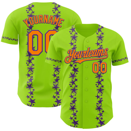 Custom Neon Green Bay Orange-Purple 3D Halloween Spider Net Party Costume Ideas Authentic Baseball Jersey - Main View