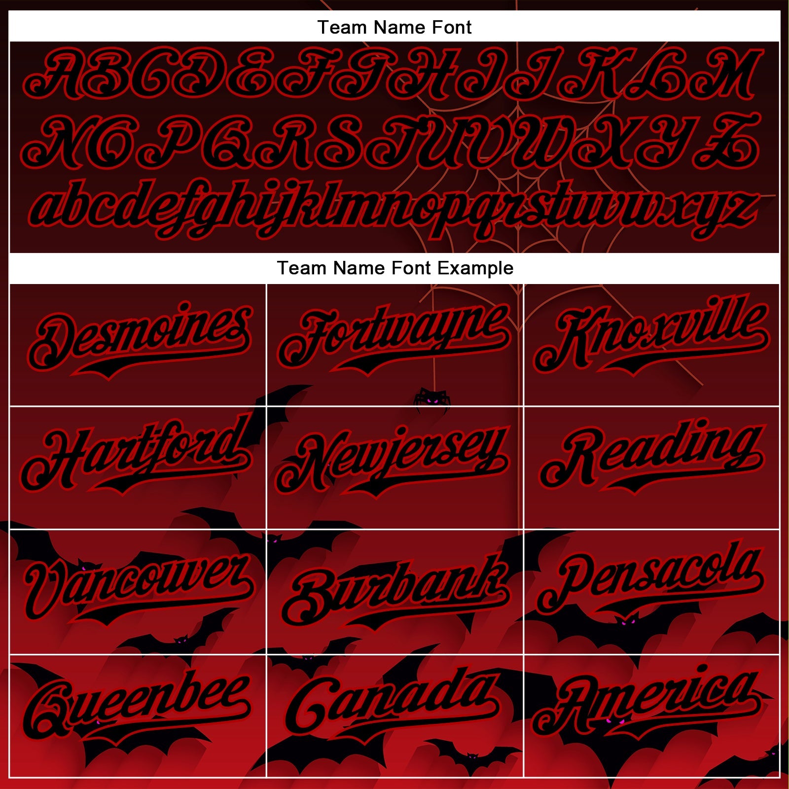 Custom Black Red 3D Halloween Spider Net Bats Party Costume Ideas Authentic Baseball Jersey view 4