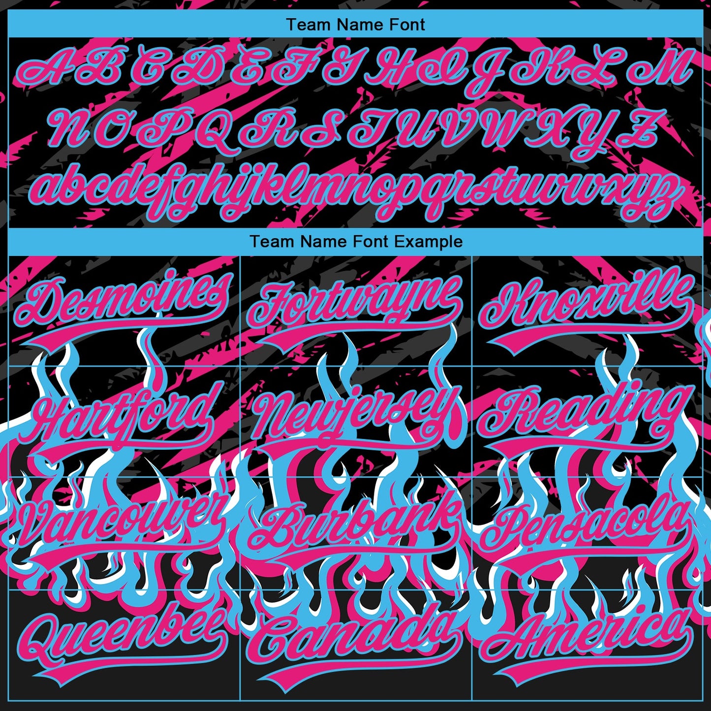 Custom Stitched Black Hot Pink-Sky Blue 3D Pattern Design Flame Sports Pullover Sweatshirt Hoodie view 3