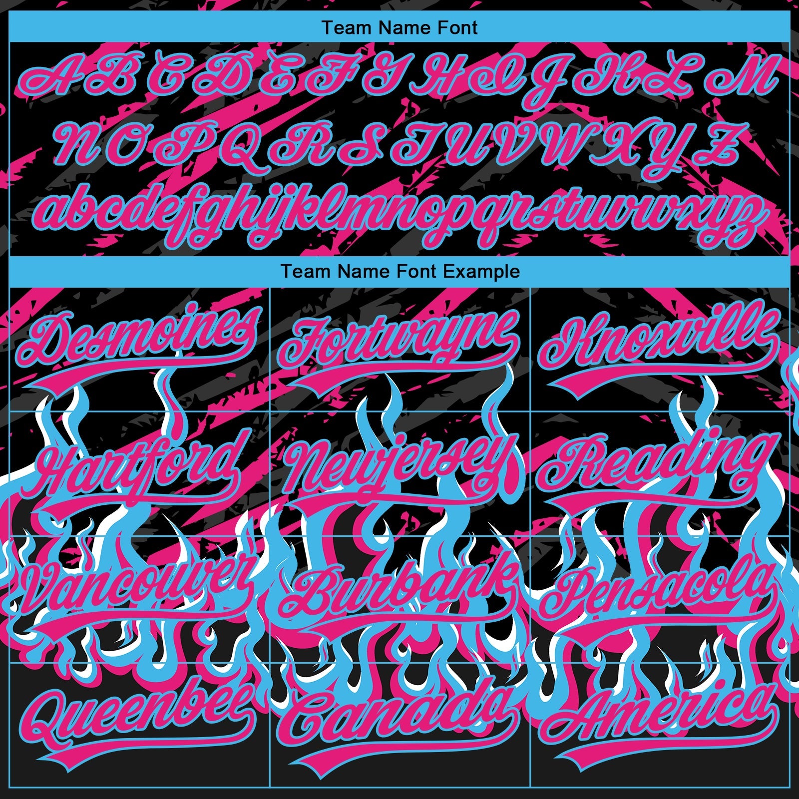 Custom Stitched Black Hot Pink-Sky Blue 3D Pattern Design Flame Sports Pullover Sweatshirt Hoodie view 3