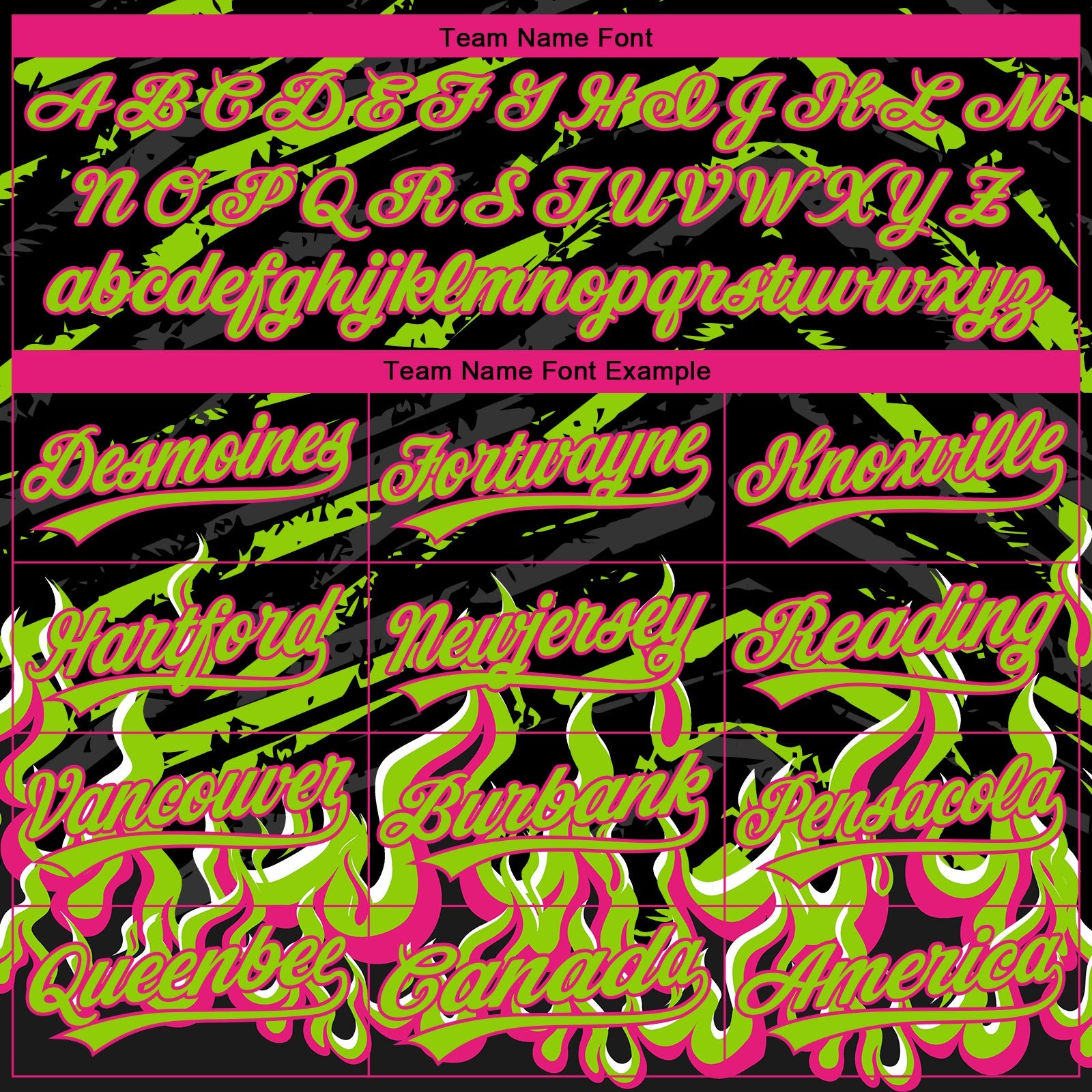 Custom Stitched Black Neon Green Hot Pink-White 3D Pattern Design Flame Sports Pullover Sweatshirt Hoodie view 3