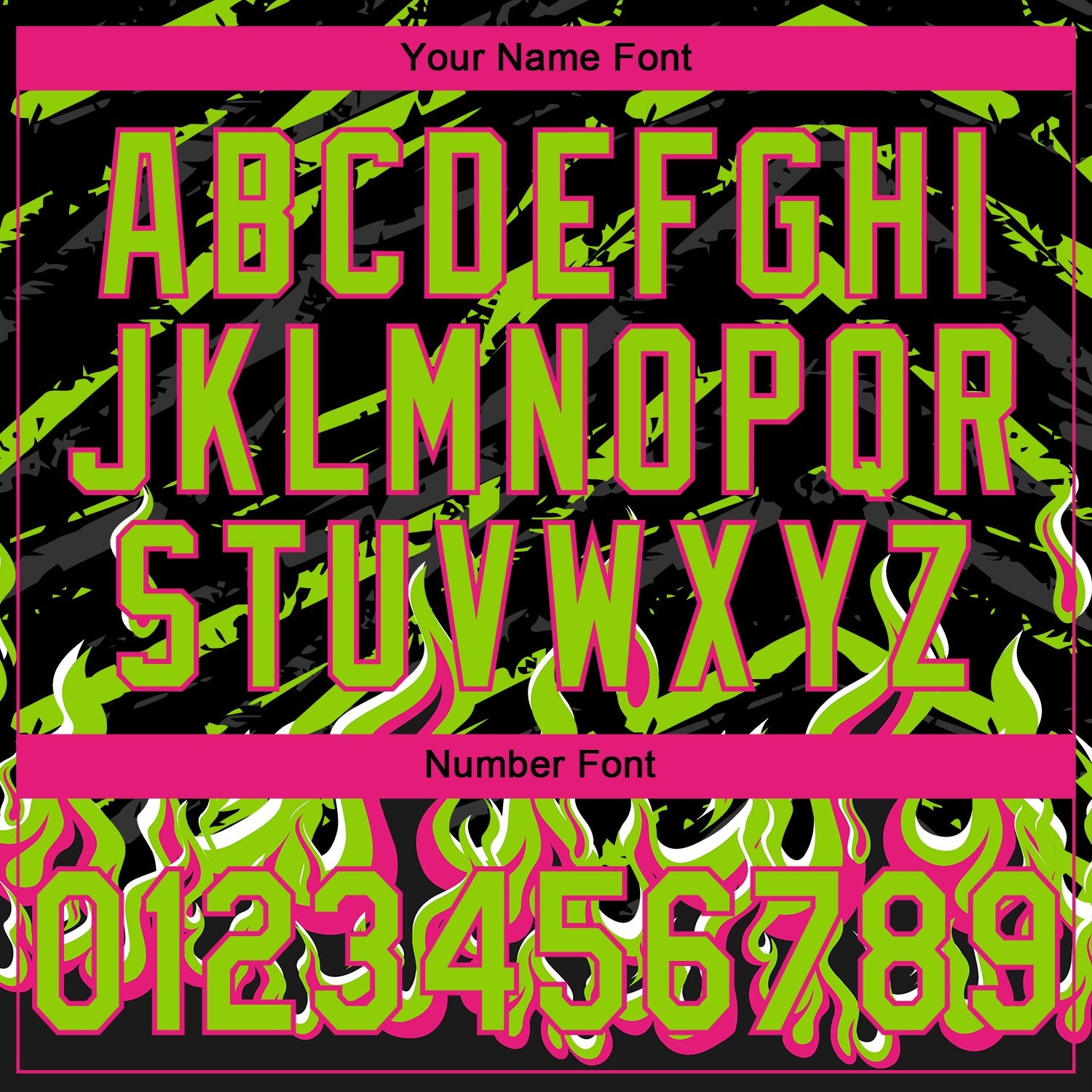 Custom Stitched Black Neon Green Hot Pink-White 3D Pattern Design Flame Sports Pullover Sweatshirt Hoodie view 4