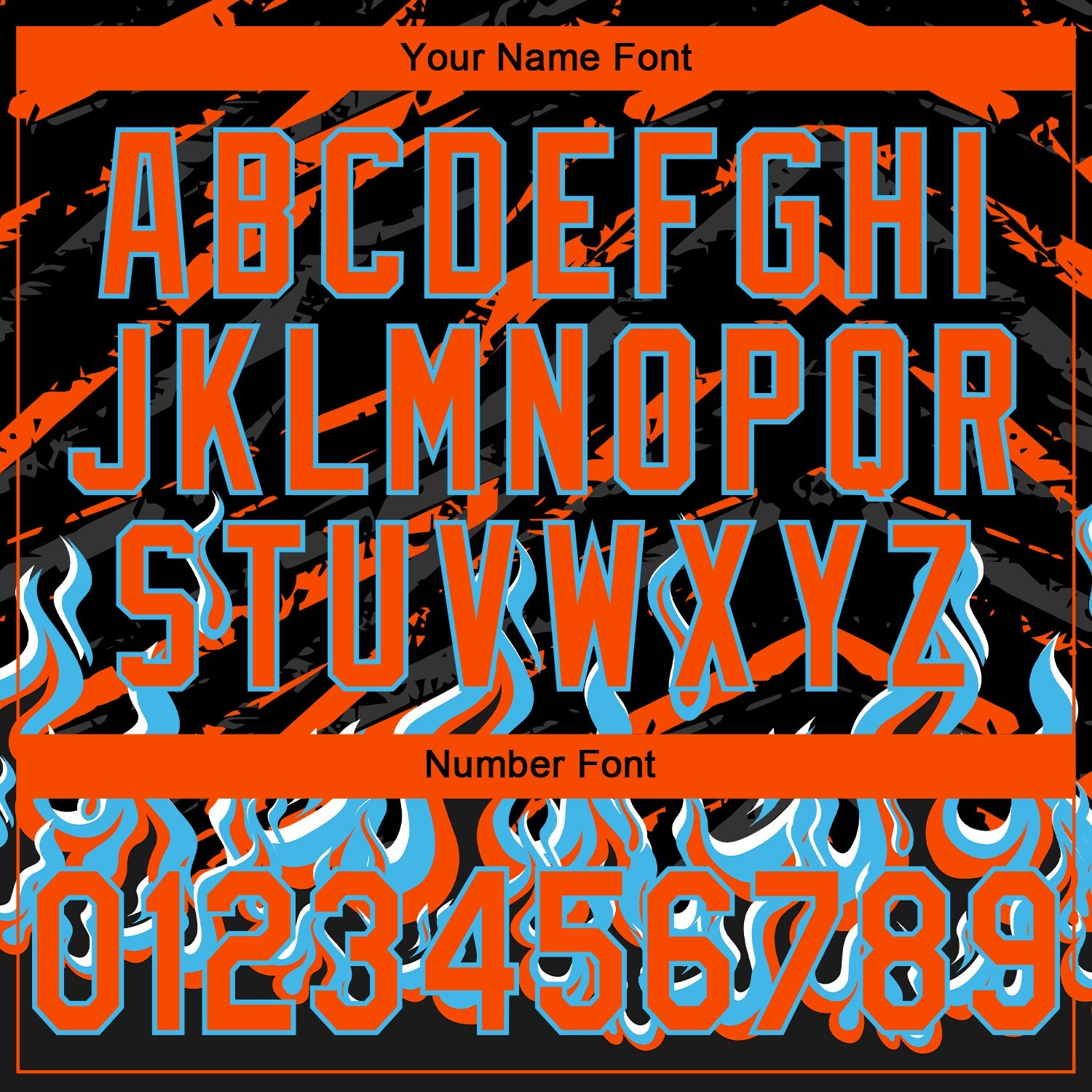 Custom Stitched Black Orange Lakes Blue-White 3D Pattern Design Flame Sports Pullover Sweatshirt Hoodie view 4